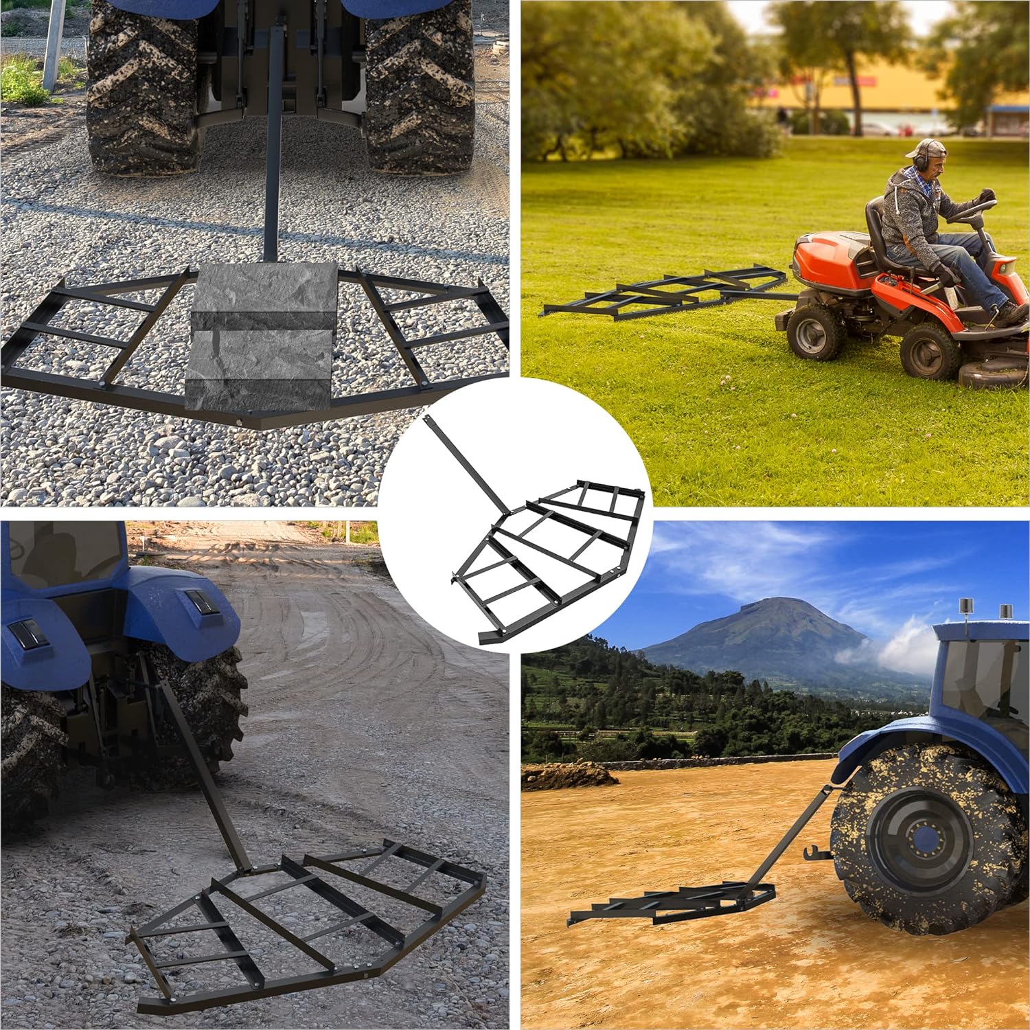 NEW - YITAMOTOR 84" Driveway Grader Drag Harrow for ATVs, UTVs, Garden Lawn Tractors, 84 inch, Black - Retail $129 - Image 5
