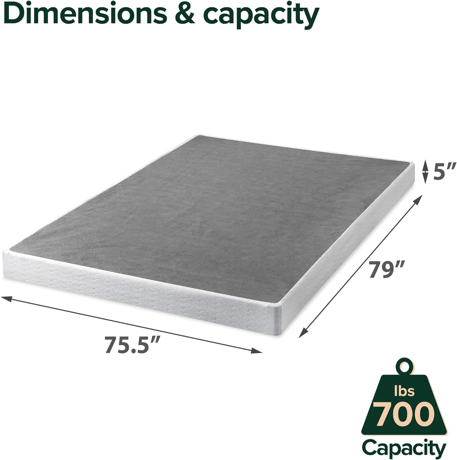 NEW - ZINUS 5 Inch KING Metal Smart Box Spring / Mattress Foundation / Strong Metal Frame / Easy Assembly - Retail $165 - Image 3