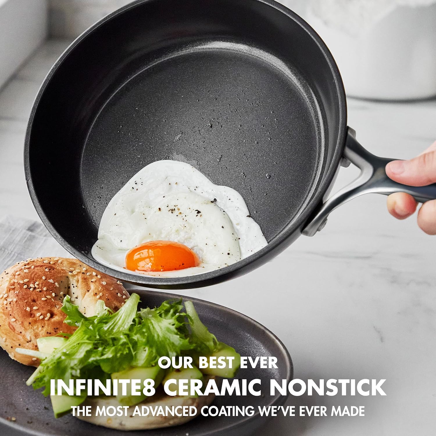 NEW - GreenPan GP5 Hard Anodized Healthy Ceramic Nonstick 14 Piece Cookware Pots & Pans Set,Heavy Gauge Scratch Resistant, Stay Flat Surface,Induction, Mirror Finish Handle,Oven Safe, PFAS-Free, Black - Retail $490 - Image 4