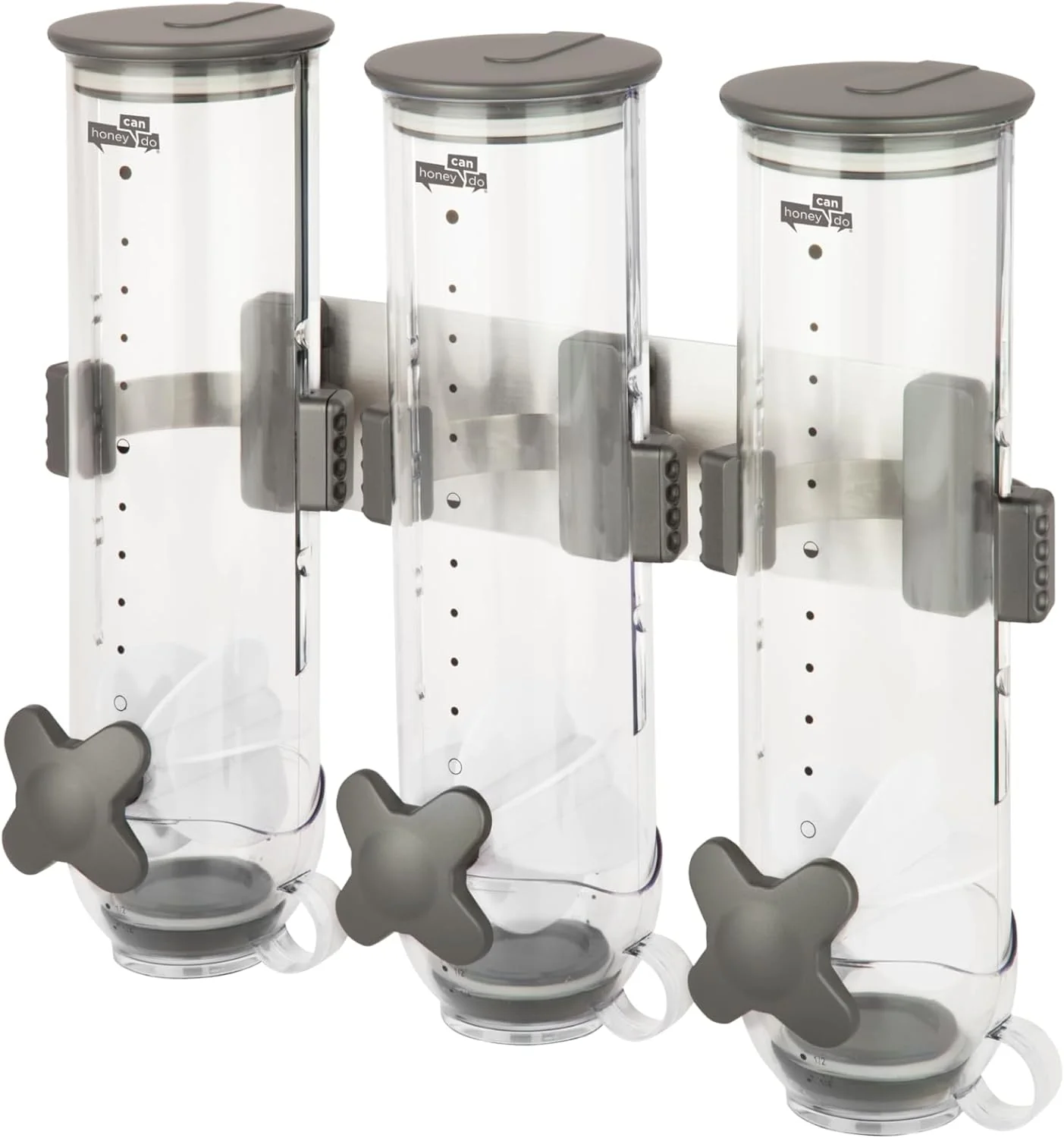 NEW - Zevro Indispensable SmartSpace Wall Mount Triple Dry-Food Dispenser 39 oz,Grey - Retail $46 - Image 2