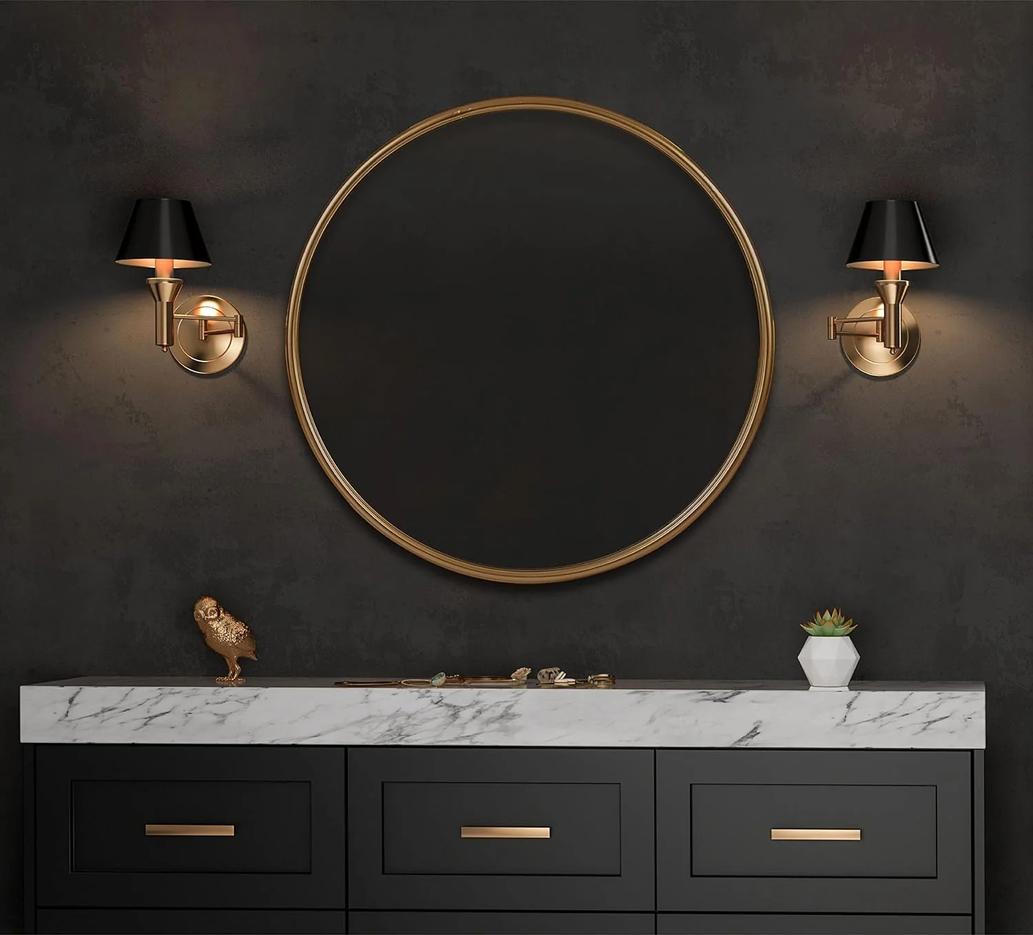 NEW - Creative Co-Op Round Metal Wall, Gold Finish Mirror - Retail $148 - Image 5