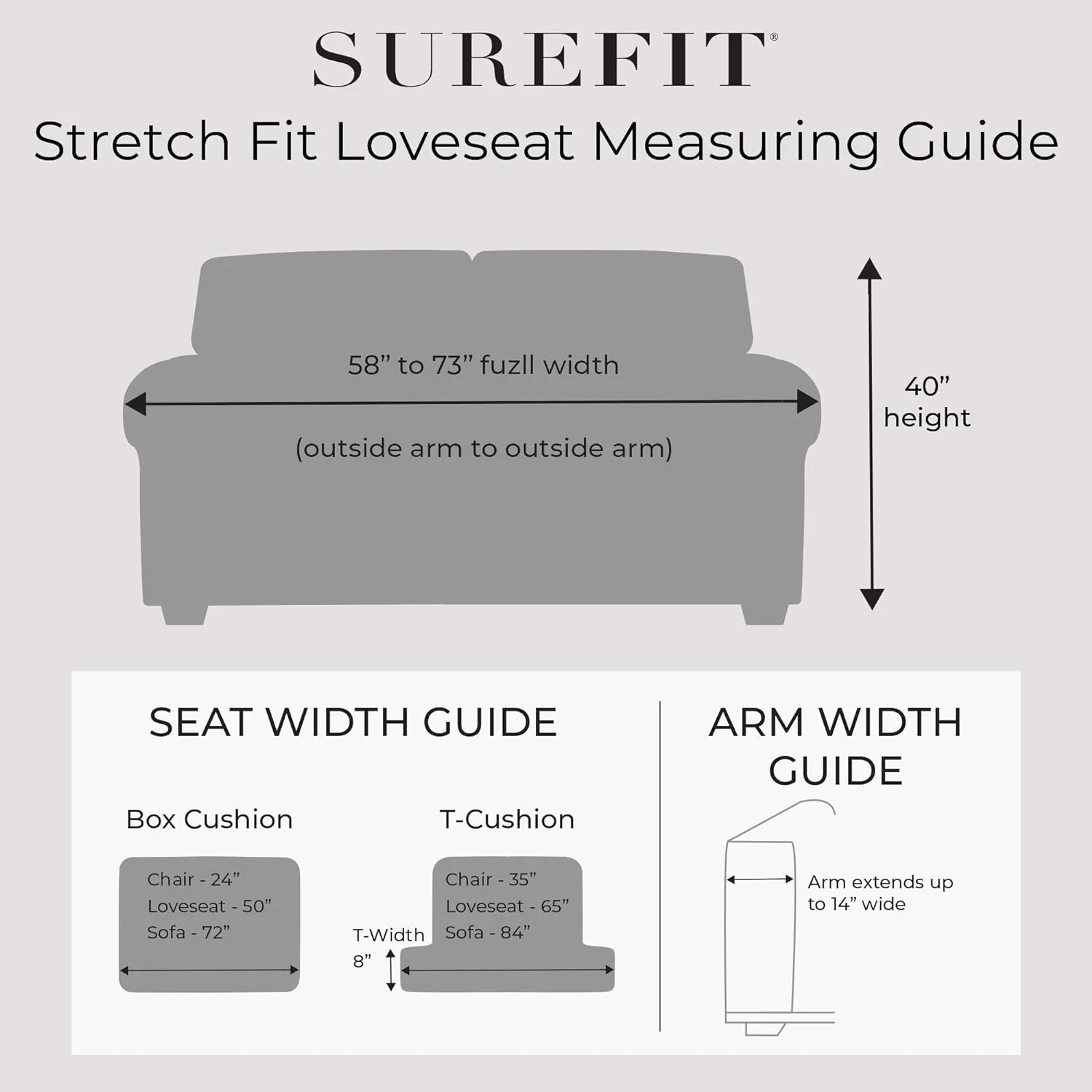 NEW - SureFit Stretch Pinstripe 2 Piece T Cushion Loveseat Slipcover in Cream - Retail $90 - Image 4