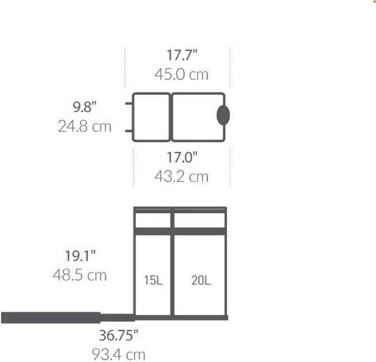 NEW - simplehuman 35 Liter / 9.3 Gallon Dual Compartment Under Counter Kitchen Cabinet Pull-Out Recycling Bin and Trash Can, Chrome - Retail $79 - Image 9