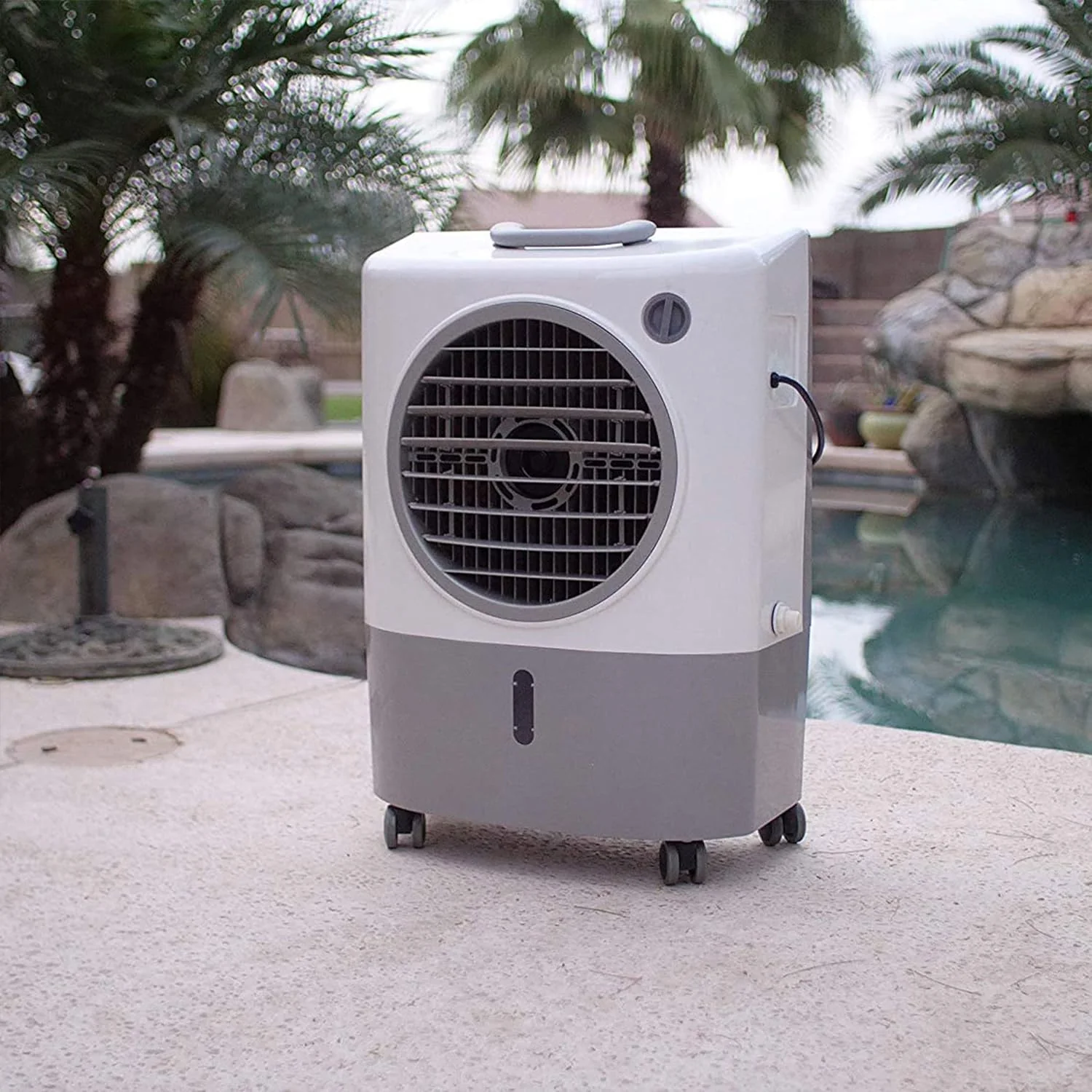 Hessaire Portable Swamp Coolers - 1300 CFM MC18M Evaporative Air Cooler with 2-Speed Fan, 53.4 dB - 500 sq. ft. Coverage Evaporative Air Cooler Portable High Velocity Outdoor Cooling Fan by Hessaire - White - Retail $166 - Image 3