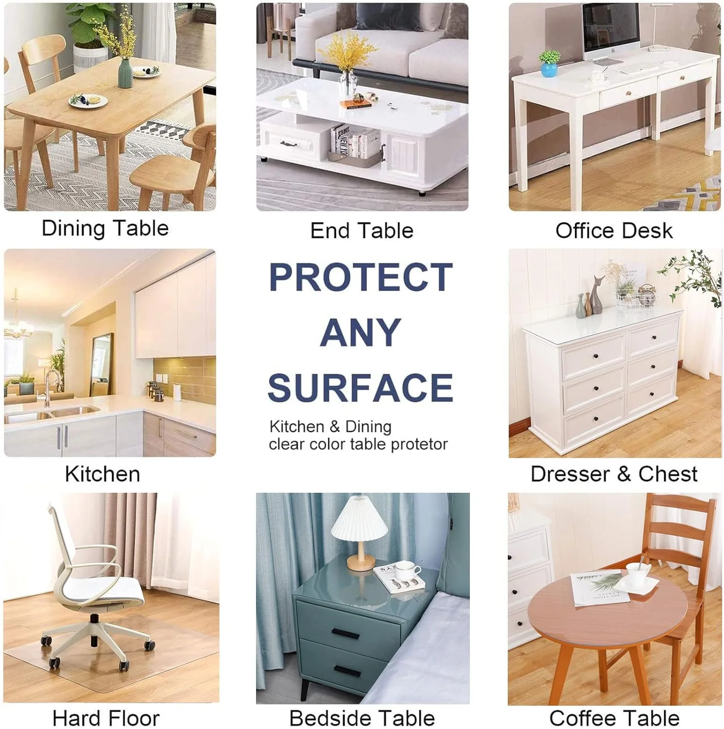 NEW - ZIJINJIAJU Desk Protector Mat Table Cover Protector Clear Table Cover Protector Plastic Cover for Dining Table Cover Tablecloth for Kitchen Dining Table 54x96 Inch - Retail $82 - Image 8