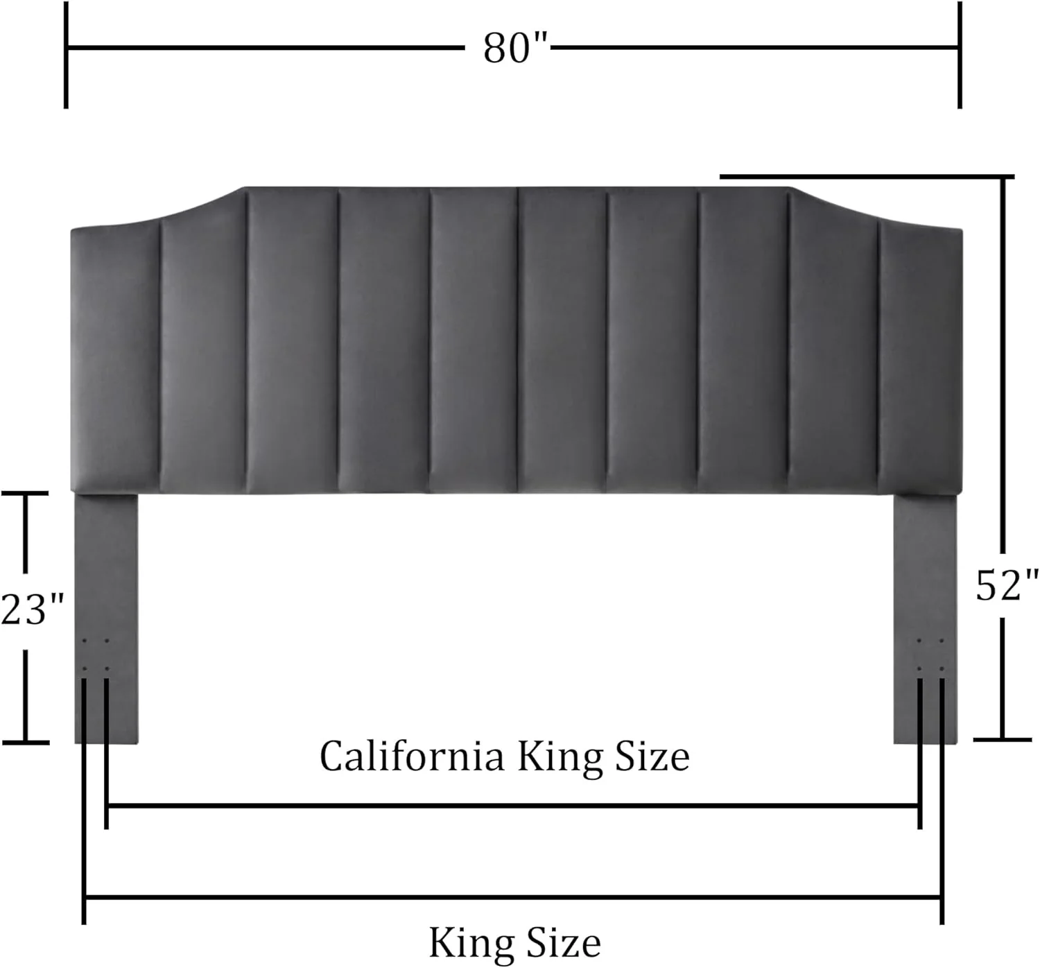 NEW - Befurtori KING/CAL KING Velvet Upholstered Headboard, Tufted Headboard for King/Cal King Bed, Modern Vertical Channel Design with Curved Tufted Solid Wood Head Board and Luxury Soft Padded, Dark Gray - Retail $160 - Image 3