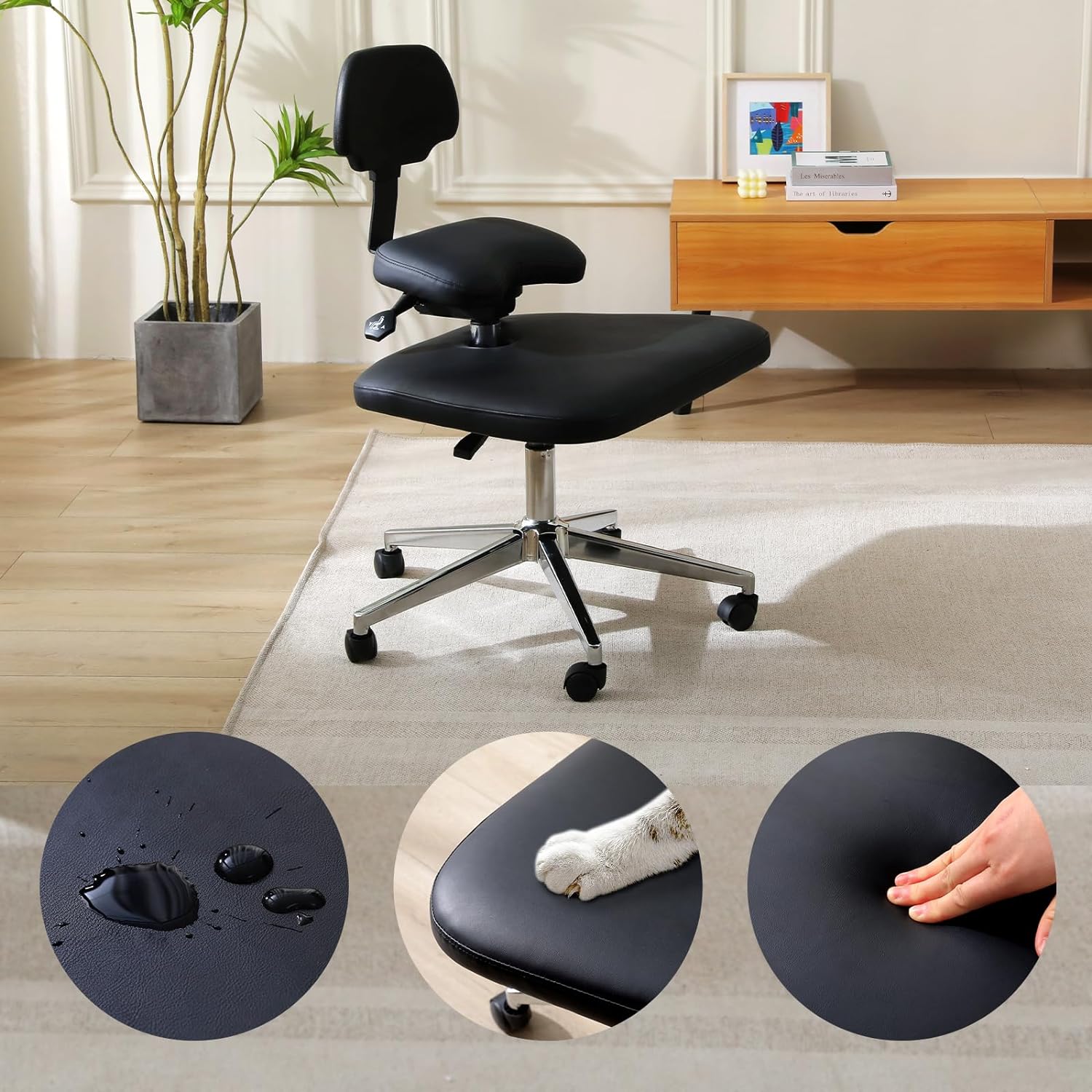 NEW - LHOOCX Cross-Legged Chair, Kneeling Chair with Lumbar Support and Adjustable Recline Angle, Ergonomic Office Chair for Office, Home and Yoga Enthusiasts, Meditation Fanatics (Black) - Retail $249 - Image 5