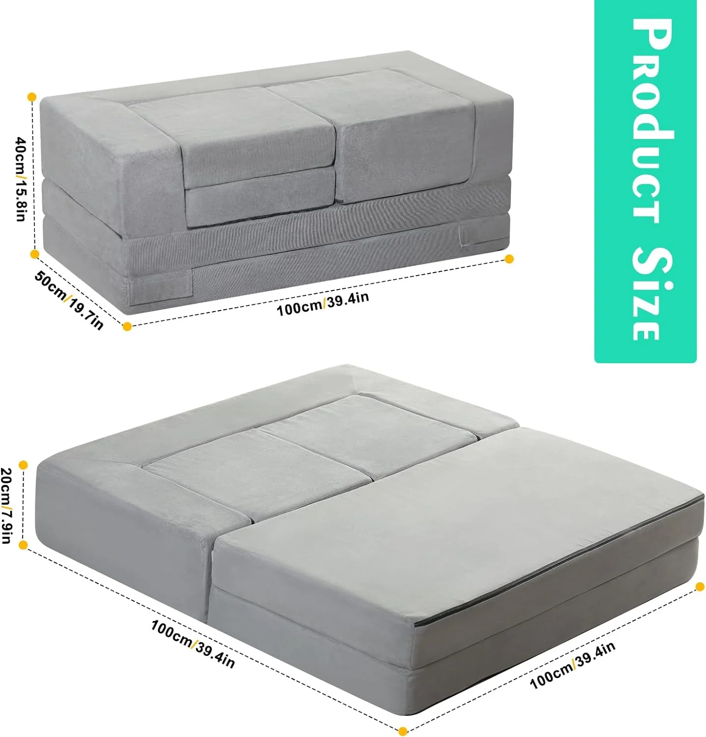 NEW - Kids Couch,4-Piece Fold Out Toddler Play Couch,Floor Sofa Imaginative Furniture Play Set for Bedroom Playroom,Convertible Folding Kids Sofa for Creative Kids(Grey) - Retail $105 - Image 2