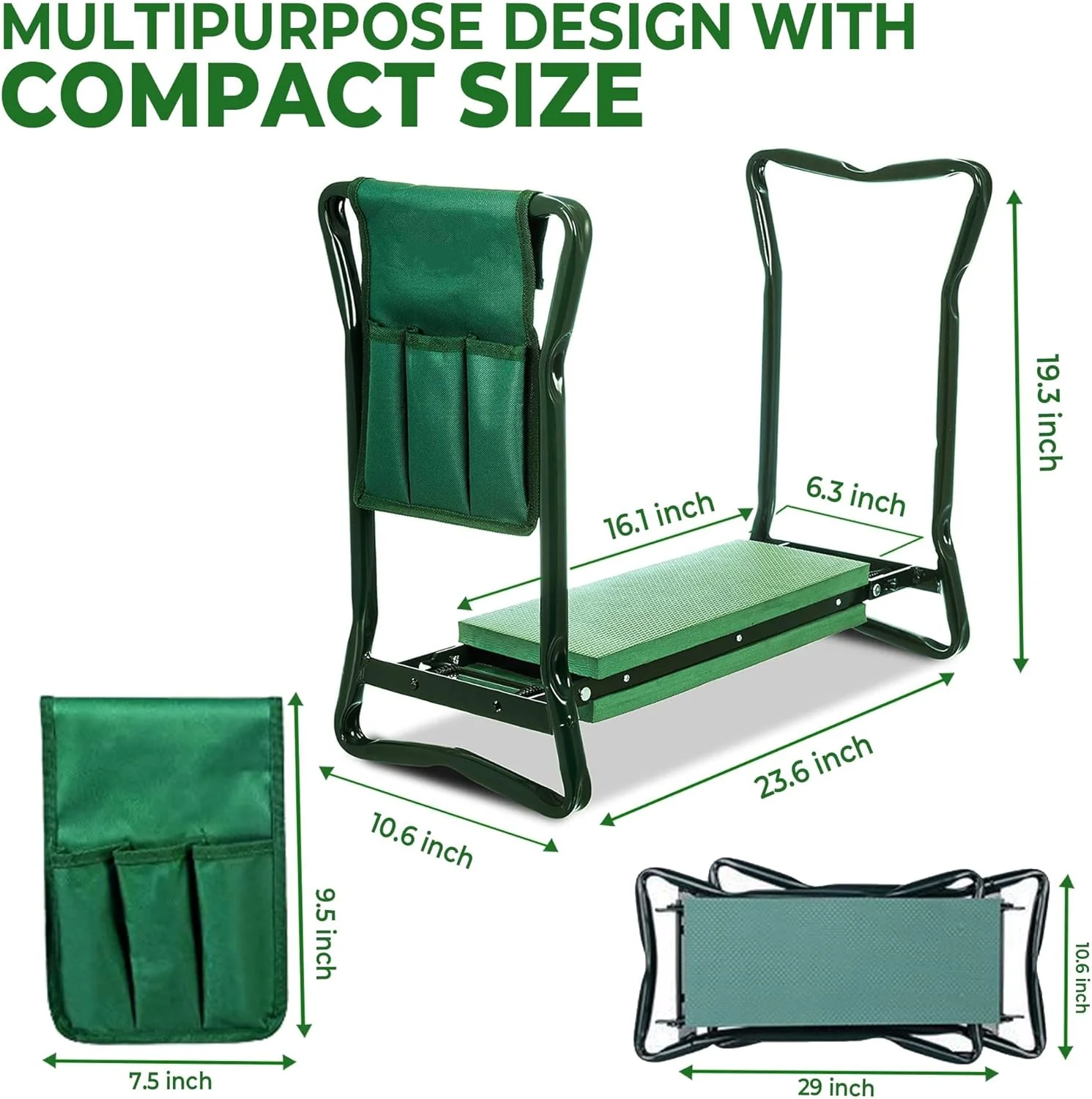NEW - H&GT Garden Kneeler and Seat, Foldable Garden Stool Heavy Duty Gardening Bench for Kneeling and Sitting to Prevent Knee & Back Pain, Great Gardening Gifts for Women, Grandparents, Seniors, Mom & Dad - Retail $55 - Image 2