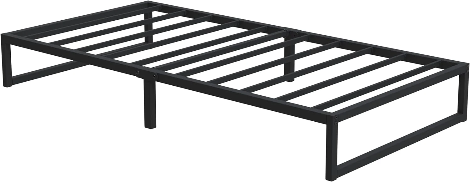 NEW - Lutown-Teen TWIN 9 Inch Bed Frames Heavy Duty Metal Twin Platform Bed Frame No Box Spring Needed, Noise Free, Easy Assembly, Black - Retail $109 - Image 2