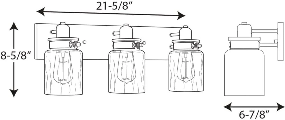 NEW - Calhoun Light Brushed Nickel Collection 3-Light Clear Glass Farmhouse Bath Vanity Light - Retail $116 - Image 2