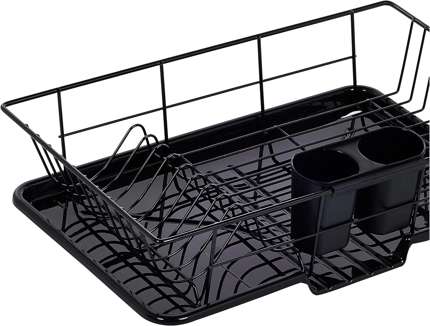 NEW- Sweet Home Collection Dish Drainer Drain Board and Utensil Holder Simple Easy to Use, 17" x 12" x 5", Black - Retail $16 - Image 3