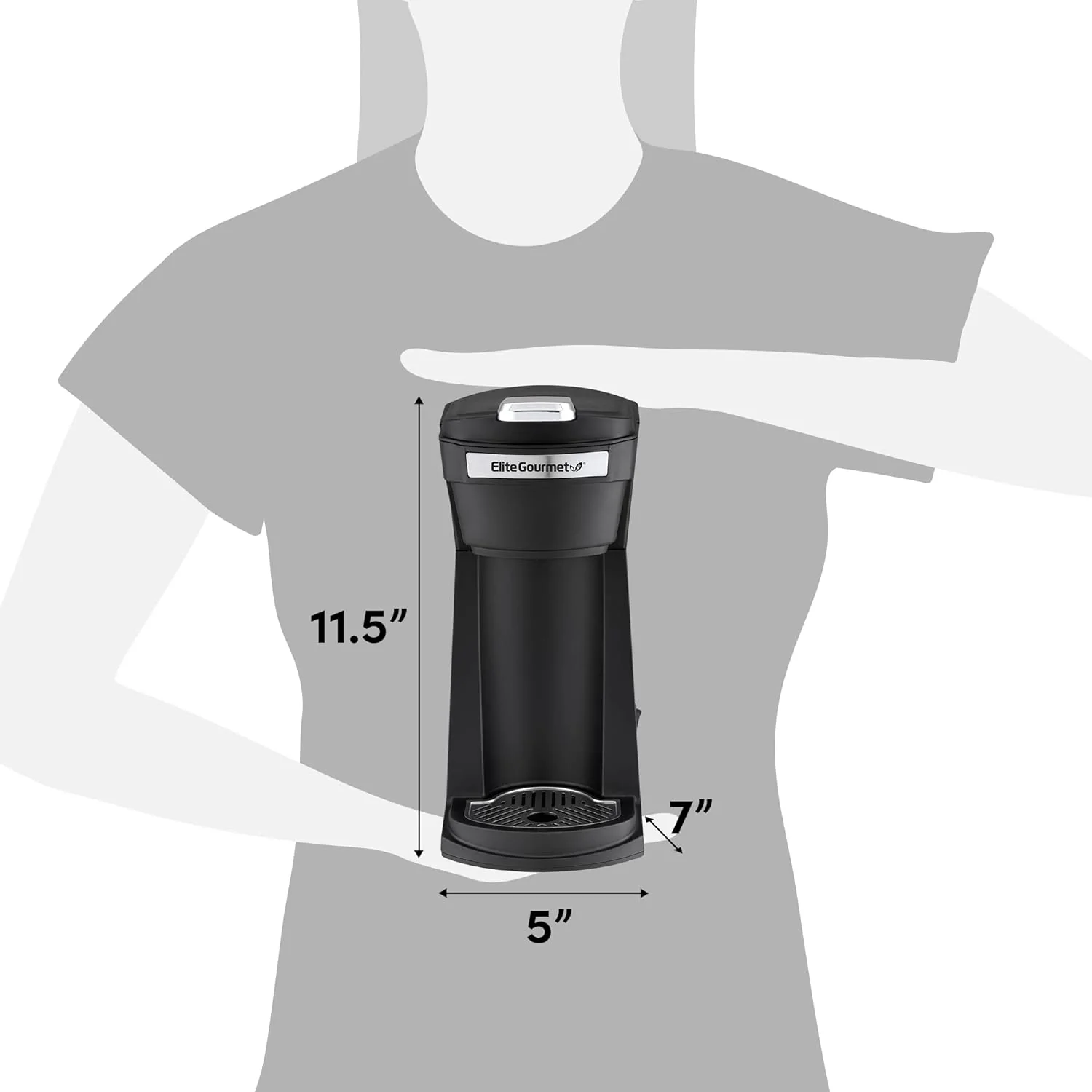NEW - Elite Gourmet EHC208RS Personal Single-Serve Compact Capsule Coffee Maker Brewer, Compatible with K-Cups and Grounds, Reusable Filter, 16 Ounce, Black - Retail $39 - Image 4