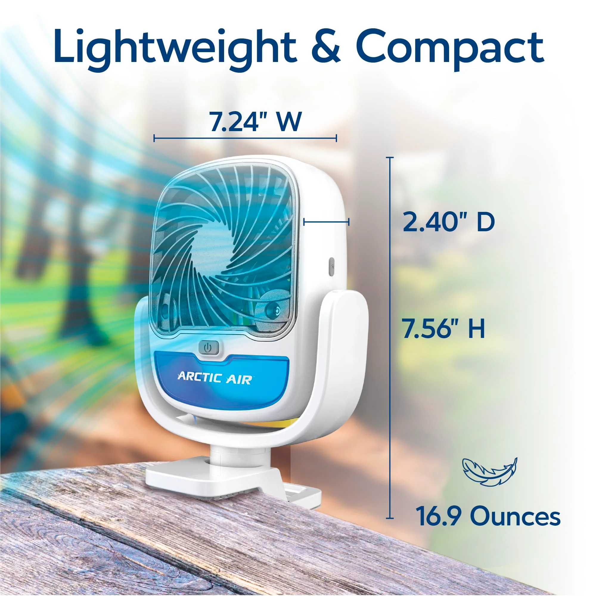 Arctic Air Grip Go Evaporative Cooler, Cordless & Portable Fan with 3 Speeds, Universal Clamp 360 Degrees Head Swivel, USB Charging, 5-Hour Battery, Personal for Home, Office, Car More, White - Image 2