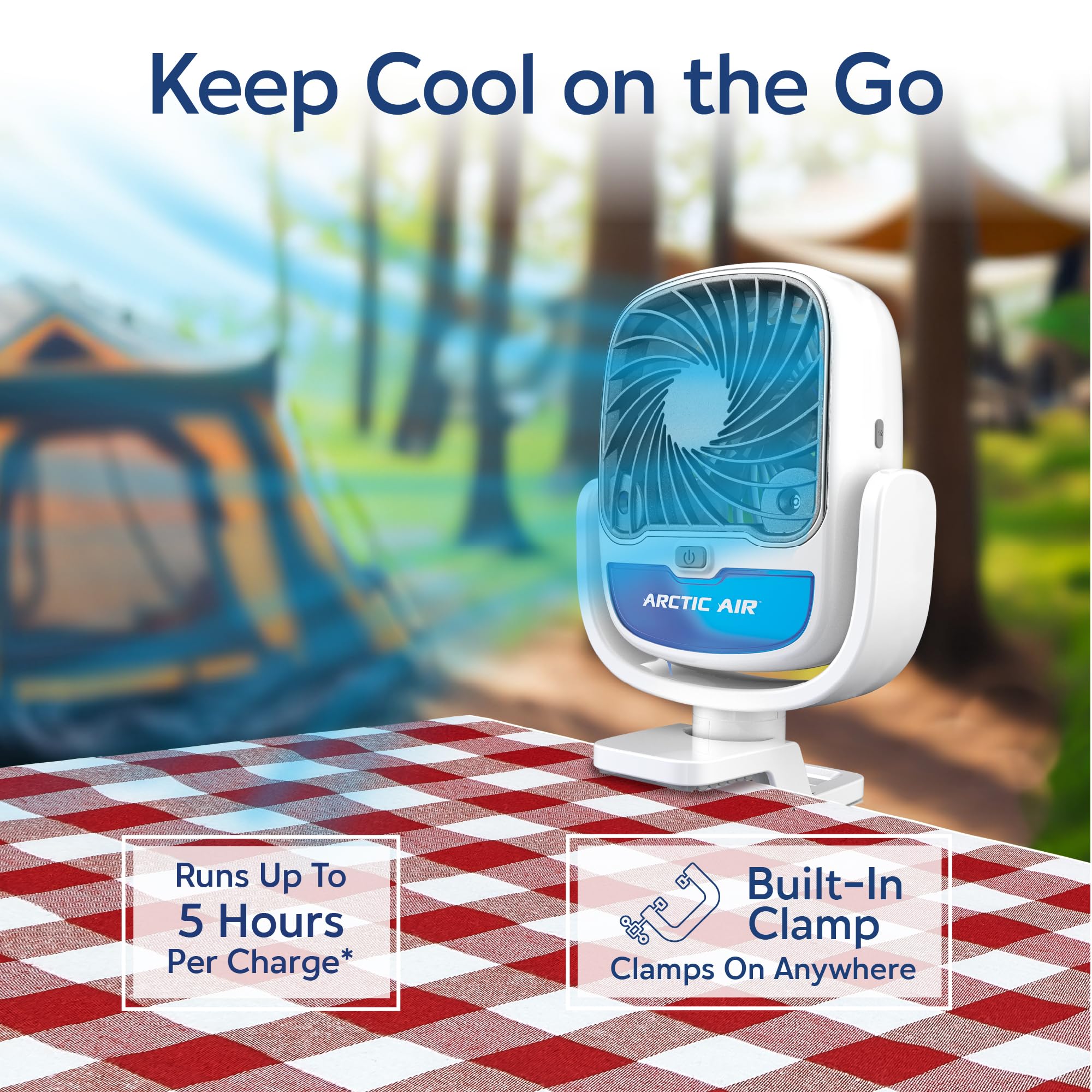 Arctic Air Grip Go Evaporative Cooler, Cordless & Portable Fan with 3 Speeds, Universal Clamp 360 Degrees Head Swivel, USB Charging, 5-Hour Battery, Personal for Home, Office, Car More, White - Image 7