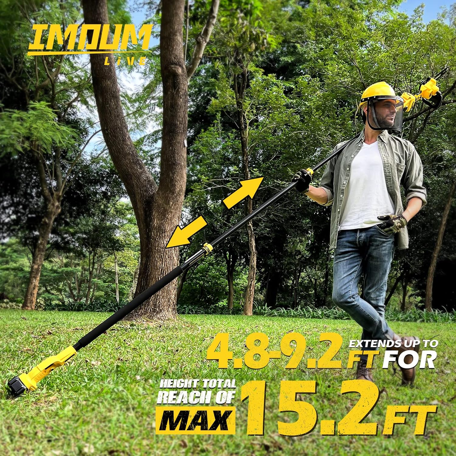 NEW - IMOULIVE 8" Cordless Pole Saw & Mini Chainsaw, 21V 3Ah Li-ion Battery, 15.2' Max - For Wood Cutting & Trimming - Retail $199 - Image 5