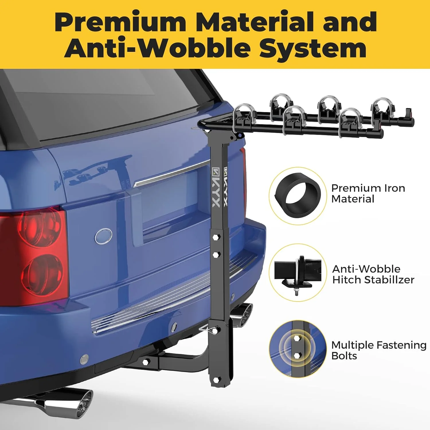 NEW - Bike Car Rack with 2 in. Receiver Hitch for 3 Bicycles, Hitch Mount Bike Rack with 143LBS Capacity Steel Frame, Foldable and Tilt-Away Modes for Car SUV Truck Vans, Easy Assembly, Safe Locking, Grey - Retail $94 - Image 2