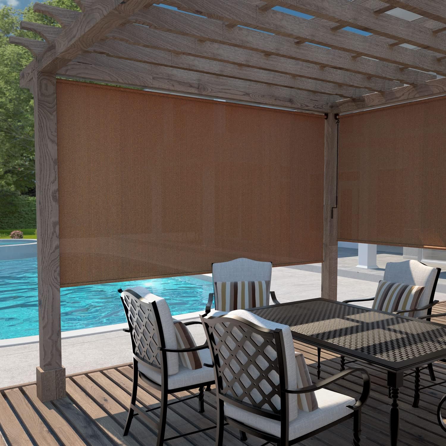 NEW - Coolaroo Exterior Roller Shade, Cordless Roller Shade with 90% UV Protection, No Valance, (6' W X 6' L), Mocha - Retail $75 - Image 3