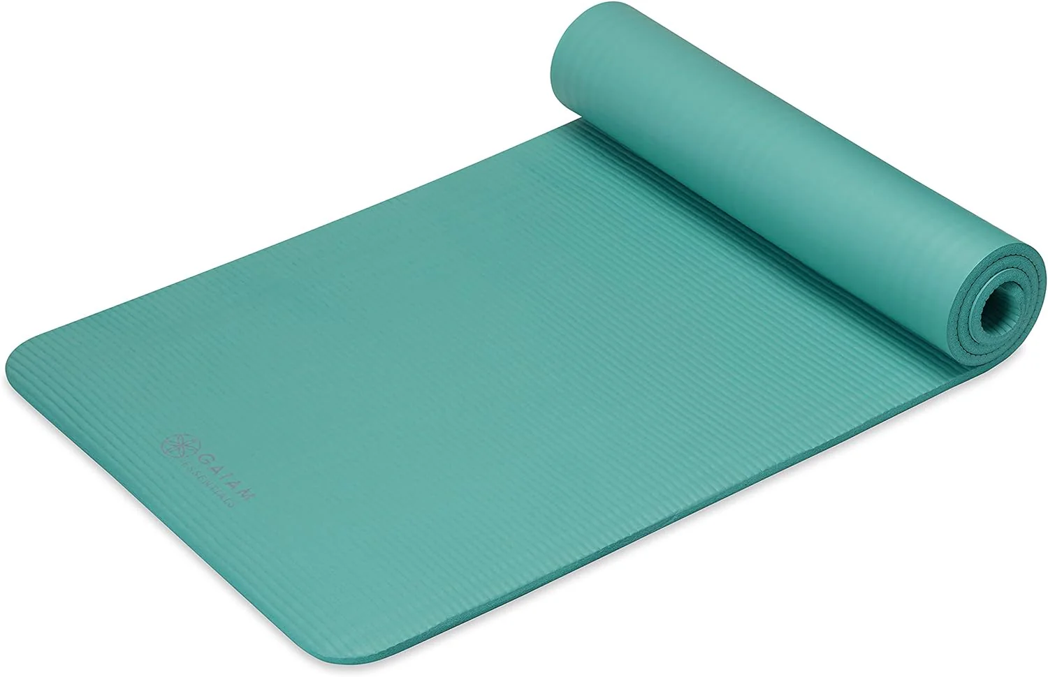 NEW - Gaiam Essentials Thick Yoga Mat Fitness & Exercise Mat With Easy-Cinch Carrier Strap, Teal, 72"L X 24"W X 2/5 Inch Thick - Retail $21 - Image 2