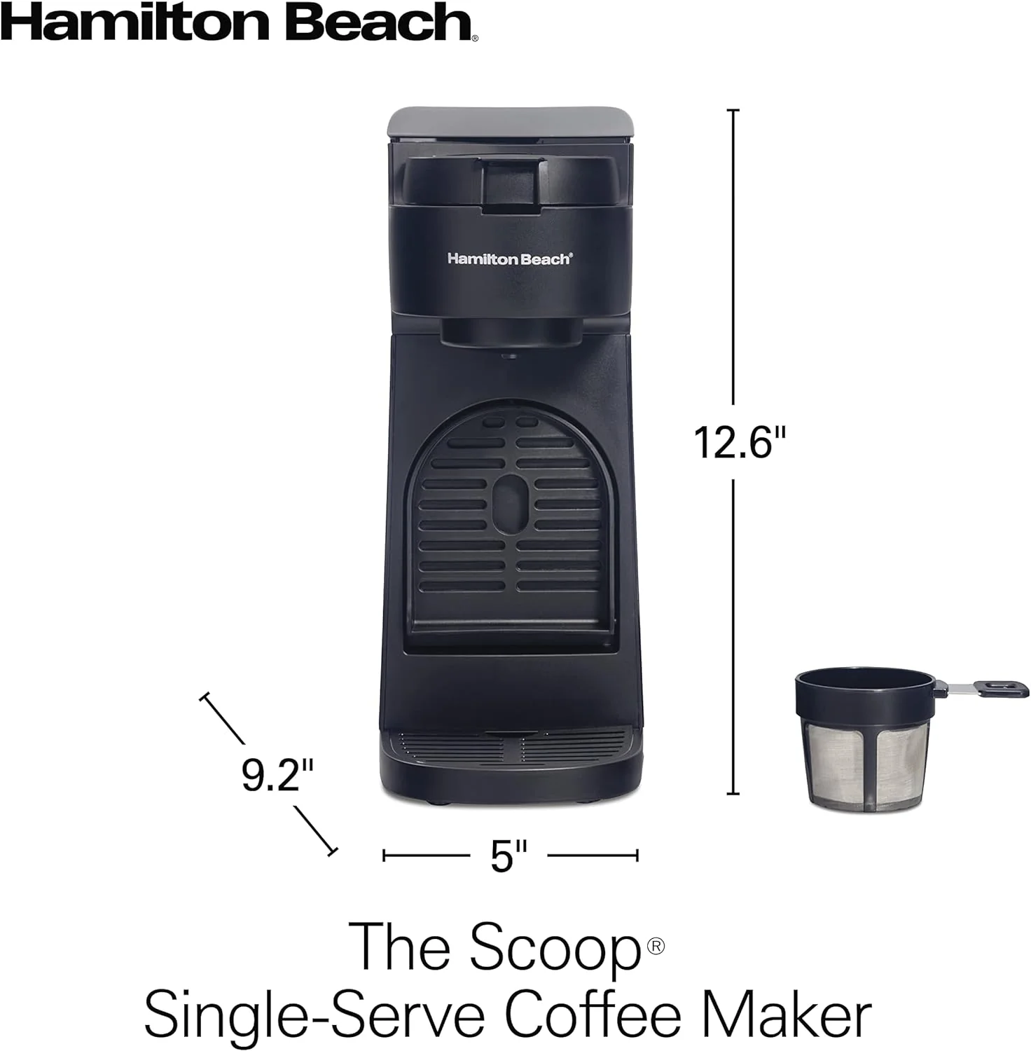 Hamilton Beach The Scoop Single Serve Coffee Maker & Fast Grounds Brewer for 8-14oz. Cups, Brews in Minutes, Black (47620), Next Gen - Retail $39 - Image 4