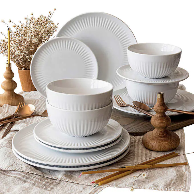 NEW - Costco - over&back 12-piece Porcelain Dinnerware Set - Retail $35 - Image 2