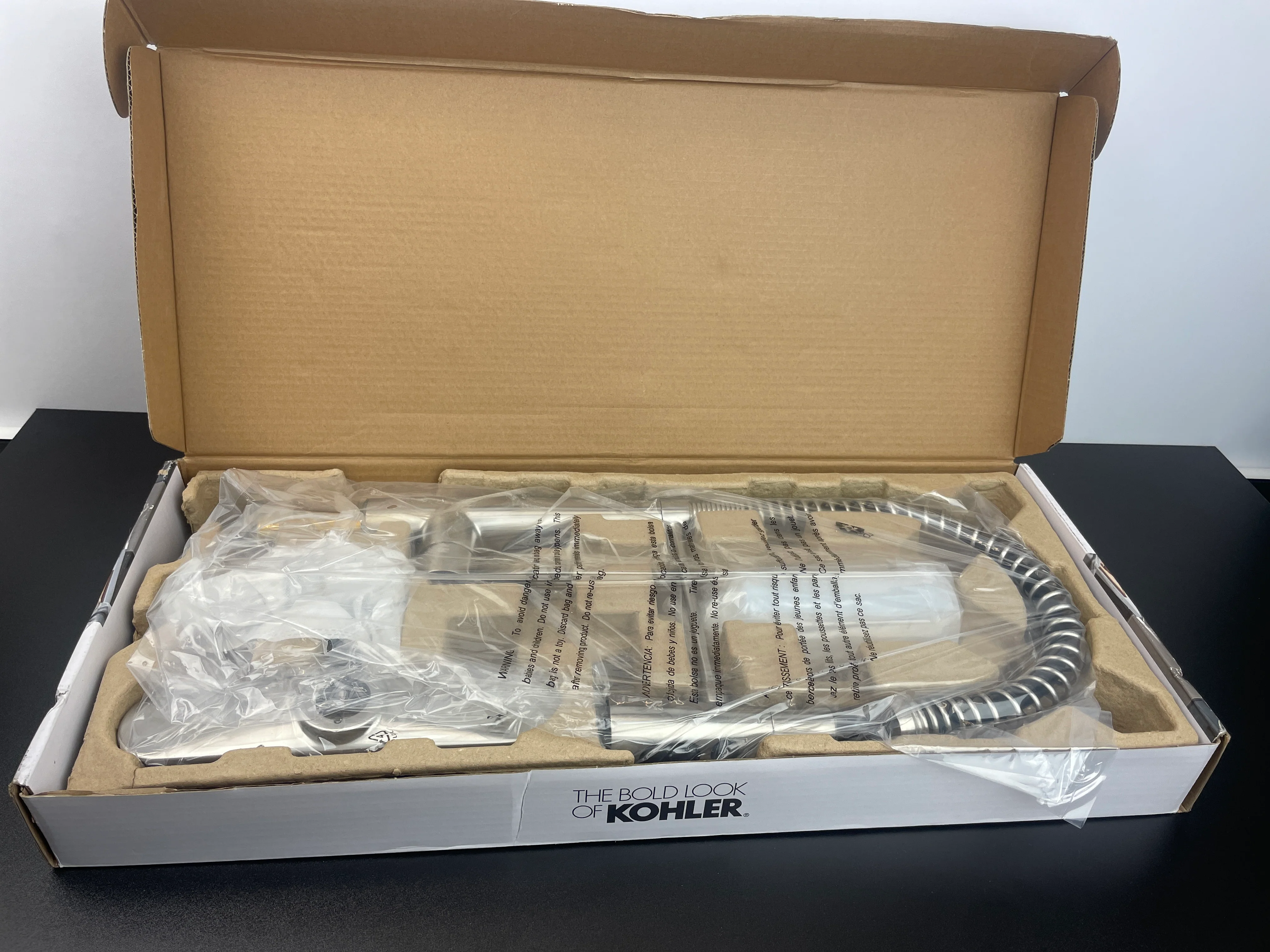NEW - KOHLER K-R22745-SD-VS Semi-Professional Kitchen Faucet with Soap Dispenser/Lotion Dispenser, Commercial Kitchen Sink Faucet with Pull-Down Sprayhead, Vibrant Stainless - Retail $306 - Image 8