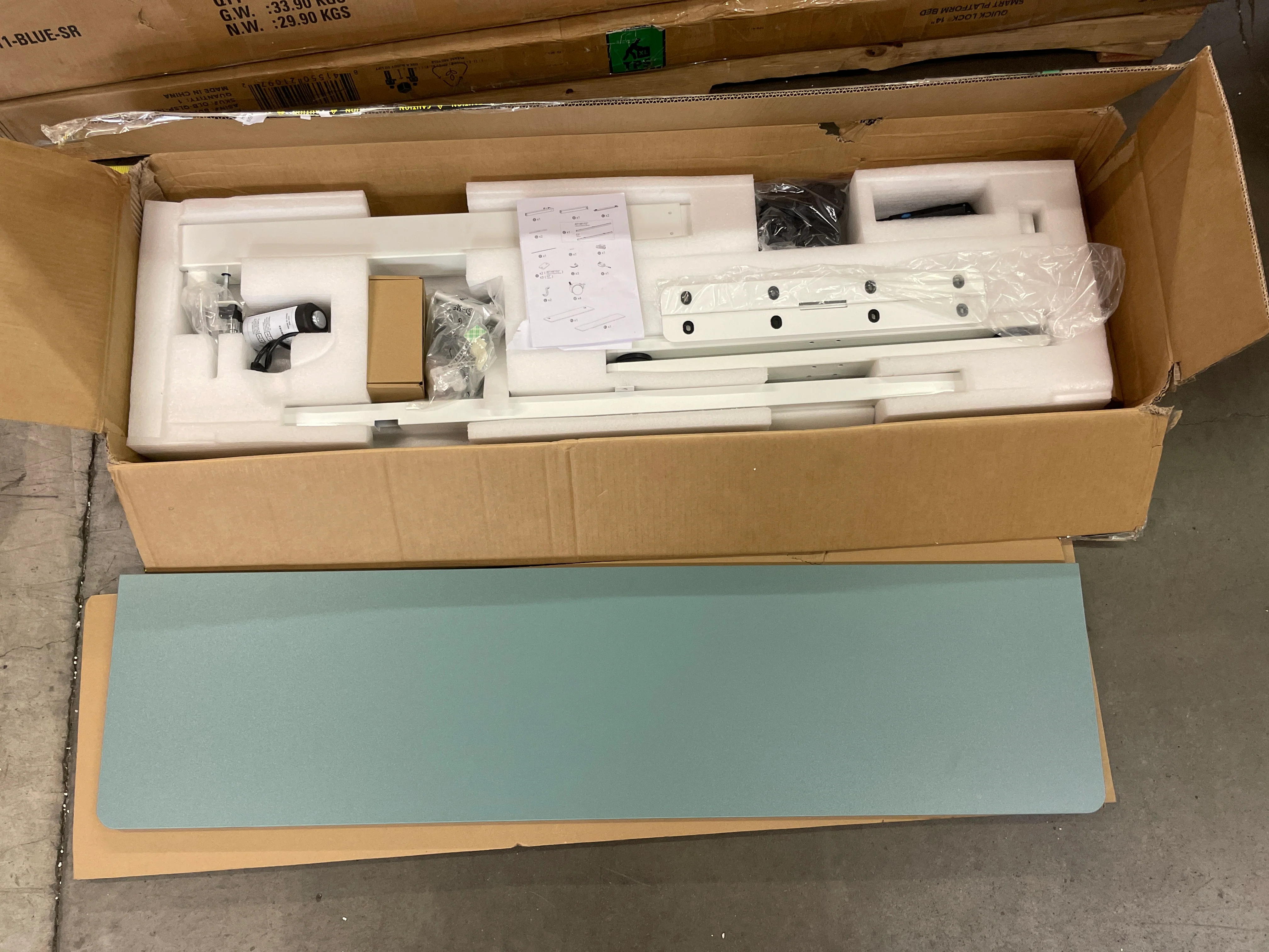 NEW - FEZIBO Electric Standing Desk, 55 x 24 Inches Height Adjustable Stand up Desk, Sit Stand Home Office Desk, Computer Desk, Blue - Retail $210 - Image 5