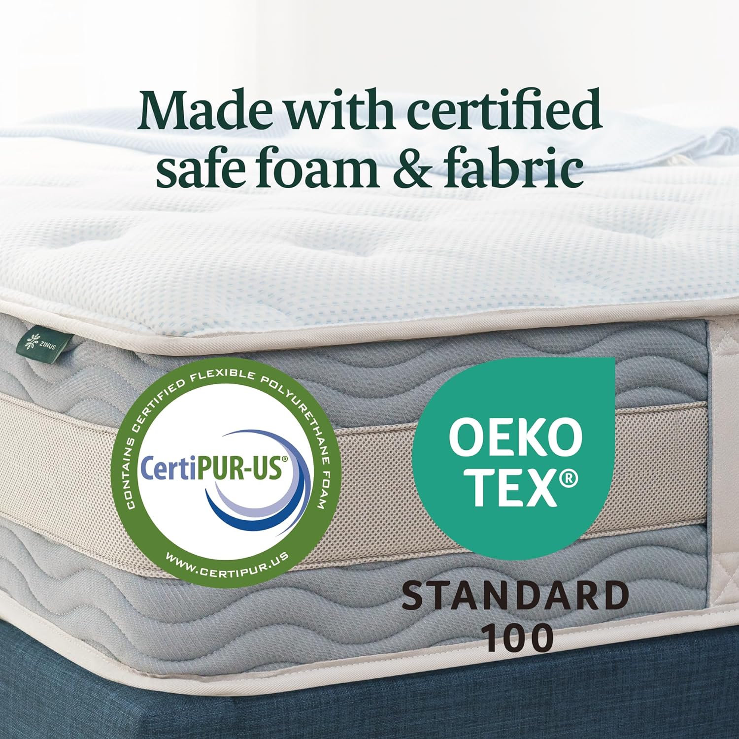 NEW - Zinus 12 Inch KING Cooling Comfort Support Hybrid Mattress [New Version], Fiberglass Free, Medium Plush, Cooling Motion Isolation, Certified Safe Foams & Fabric, Bed-in-A-Box, King - Retail $400 - Image 3