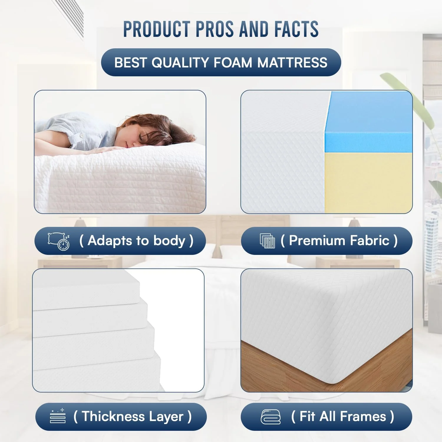 NEW - FDW CALI KING 12 inch Gel Memory Foam Mattress Medium Firm Mattresses for Cool Sleep Relieving Pressure Relief CertiPUR-US Certified Mattress in a Box - Retail $397 - Image 5