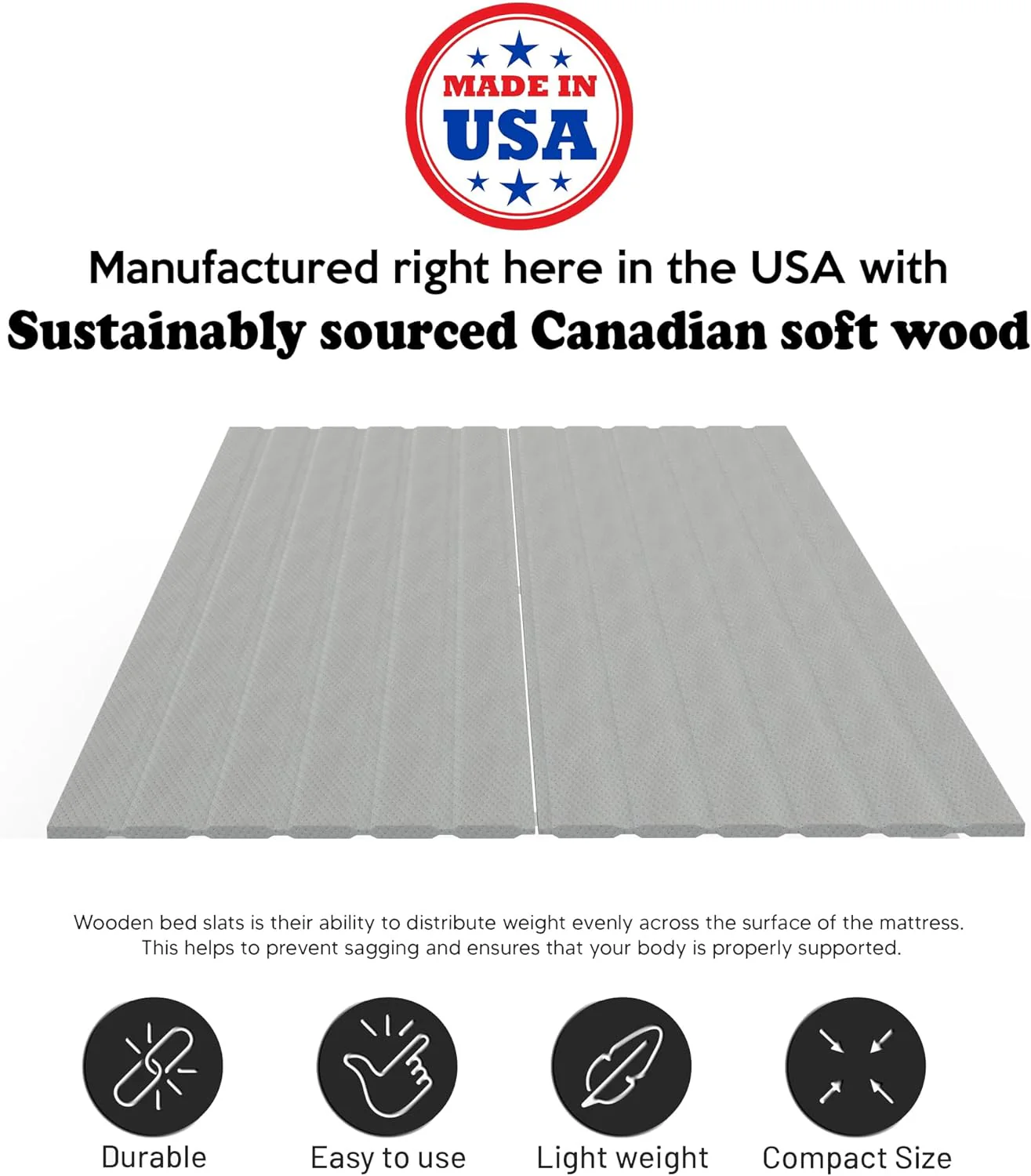 NEW - Mayton, 0.75-Inch Vertical Mattress Support Wooden Bunkie Board/Bed Slats with Cover, Queen, Grey - Retail $84 - Image 3