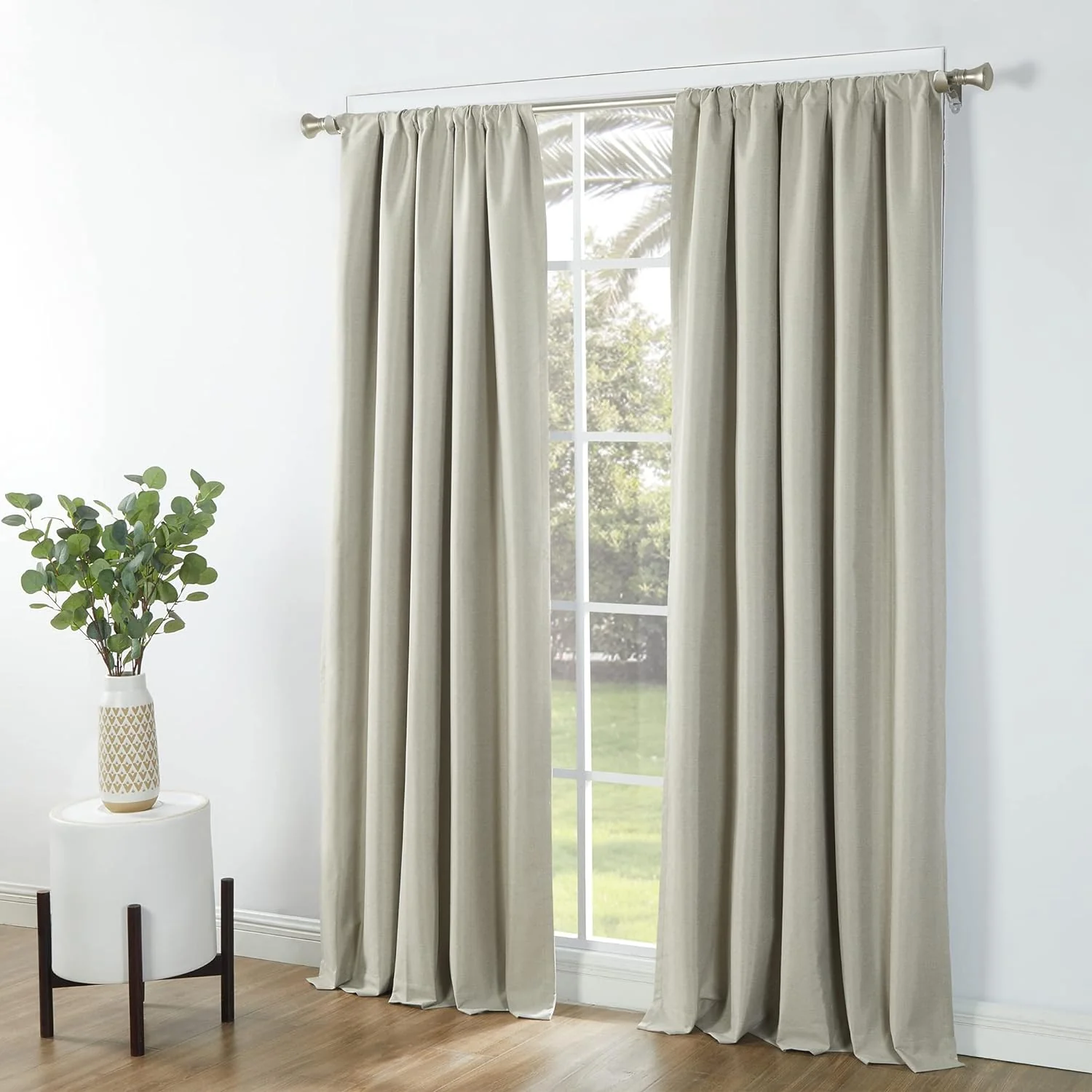 SUN+BLK Bradley Total Blackout Curtain Textured Thermal Insulated 1 Panel with Rod Pocket, Khaki, 52x84, Wide Width - Retail $24 - Image 7