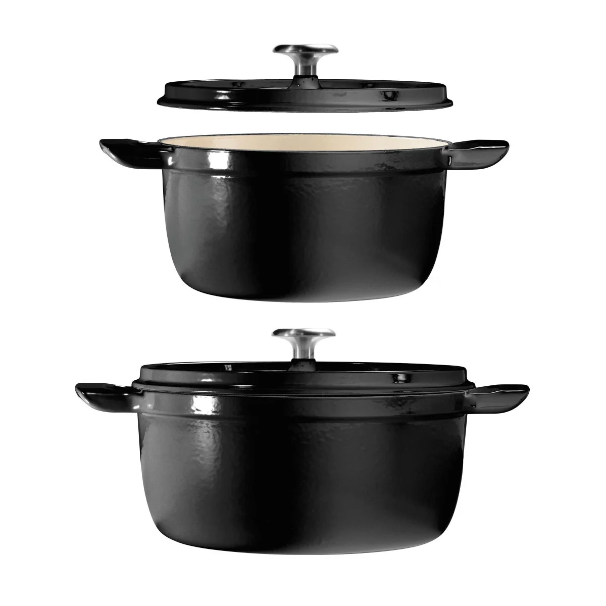 Tramontina 4-quart & 6-quart Enameled Cast Iron Round Dutch Oven, 2-pack, Black - Image 4