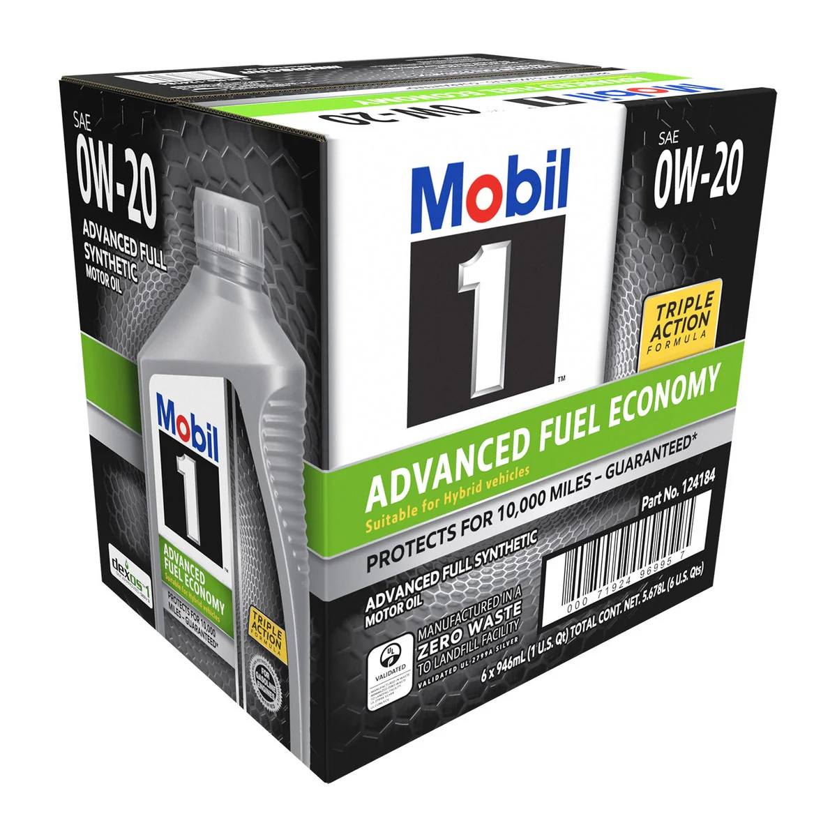 Mobil 1 Advanced Fuel Economy Full Synthetic Motor Oil 0W-20, 1-Quart/6-pack - Image 2