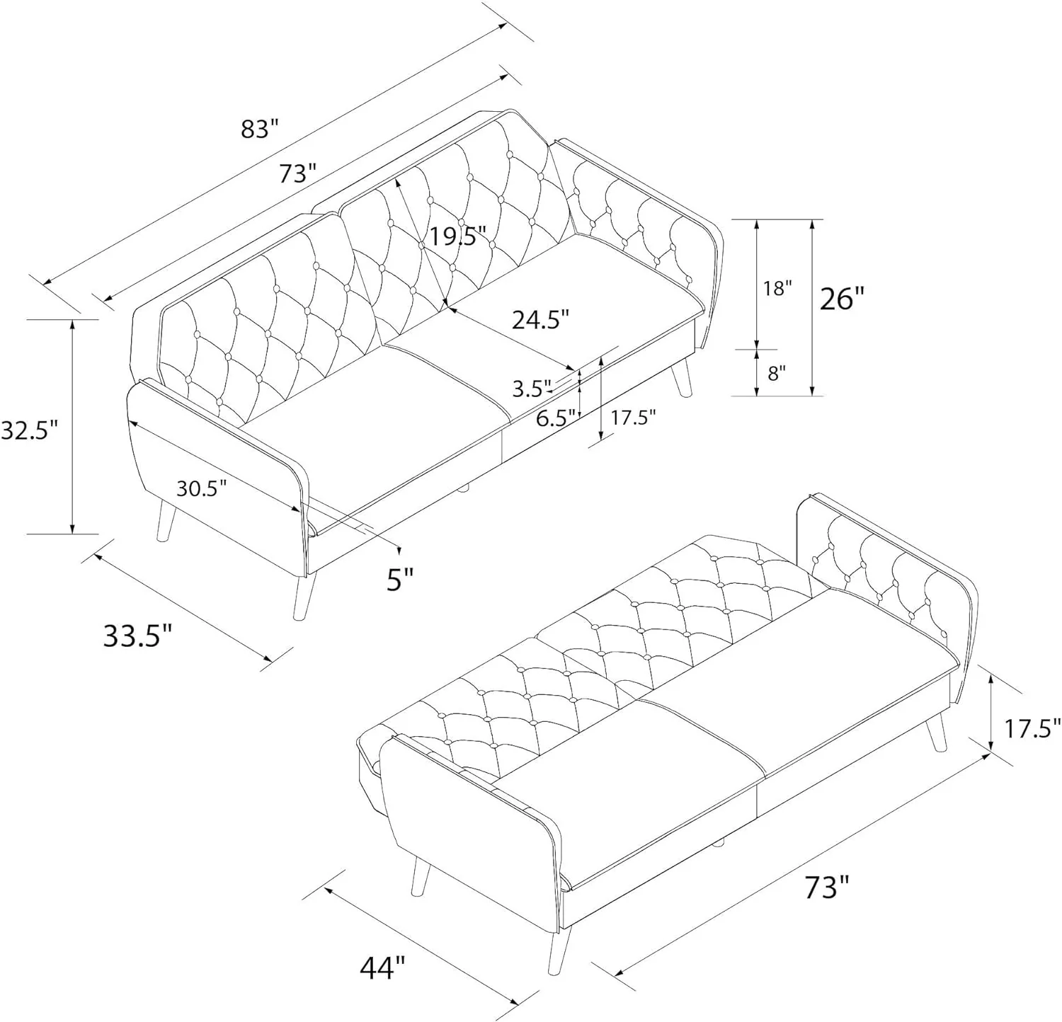 NEW - Novogratz Tallulah Memory Foam Futon, Pink - Retail $232 - Image 4