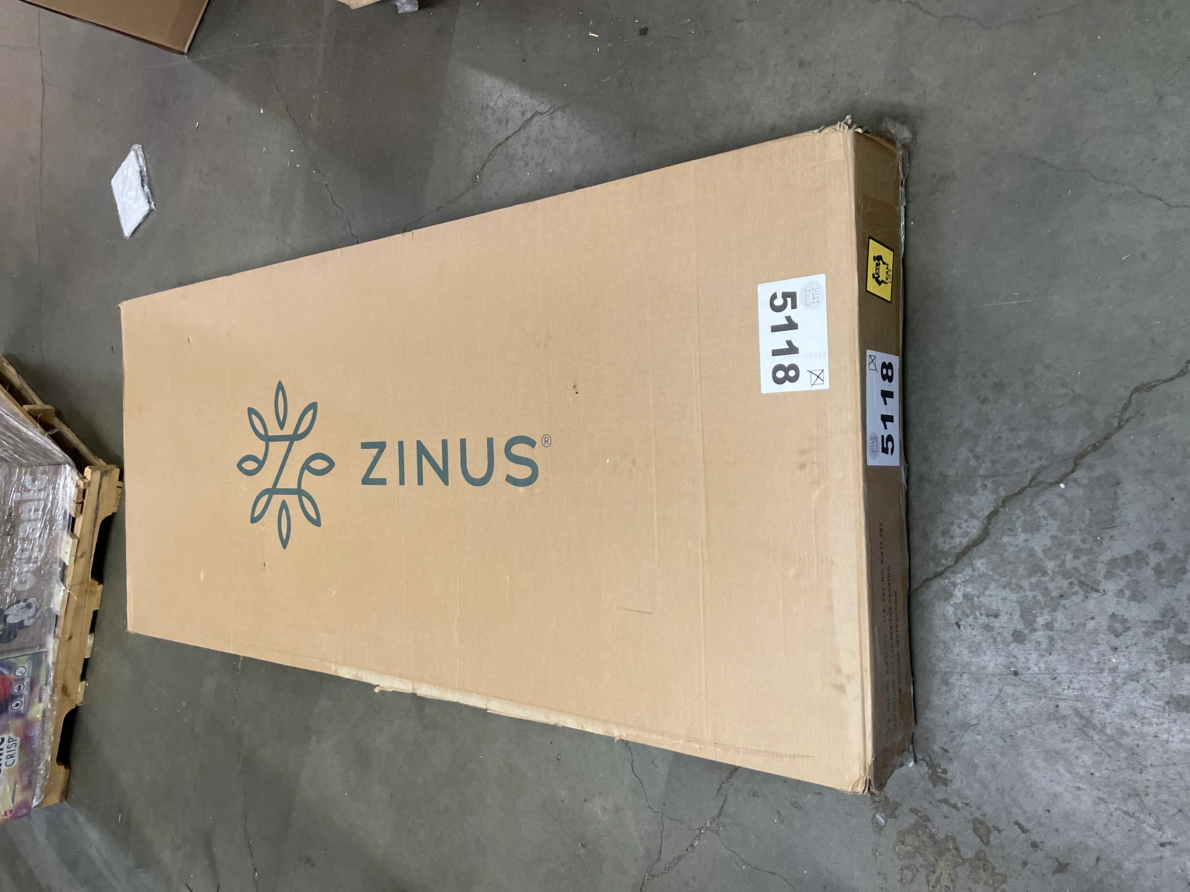 NEW - ZINUS KING Shalini Upholstered Platform Bed Frame / Mattress Foundation / Wood Slat Support / No Box Spring Needed / Easy Assembly, Beige, King - Retail $361 - Image 6