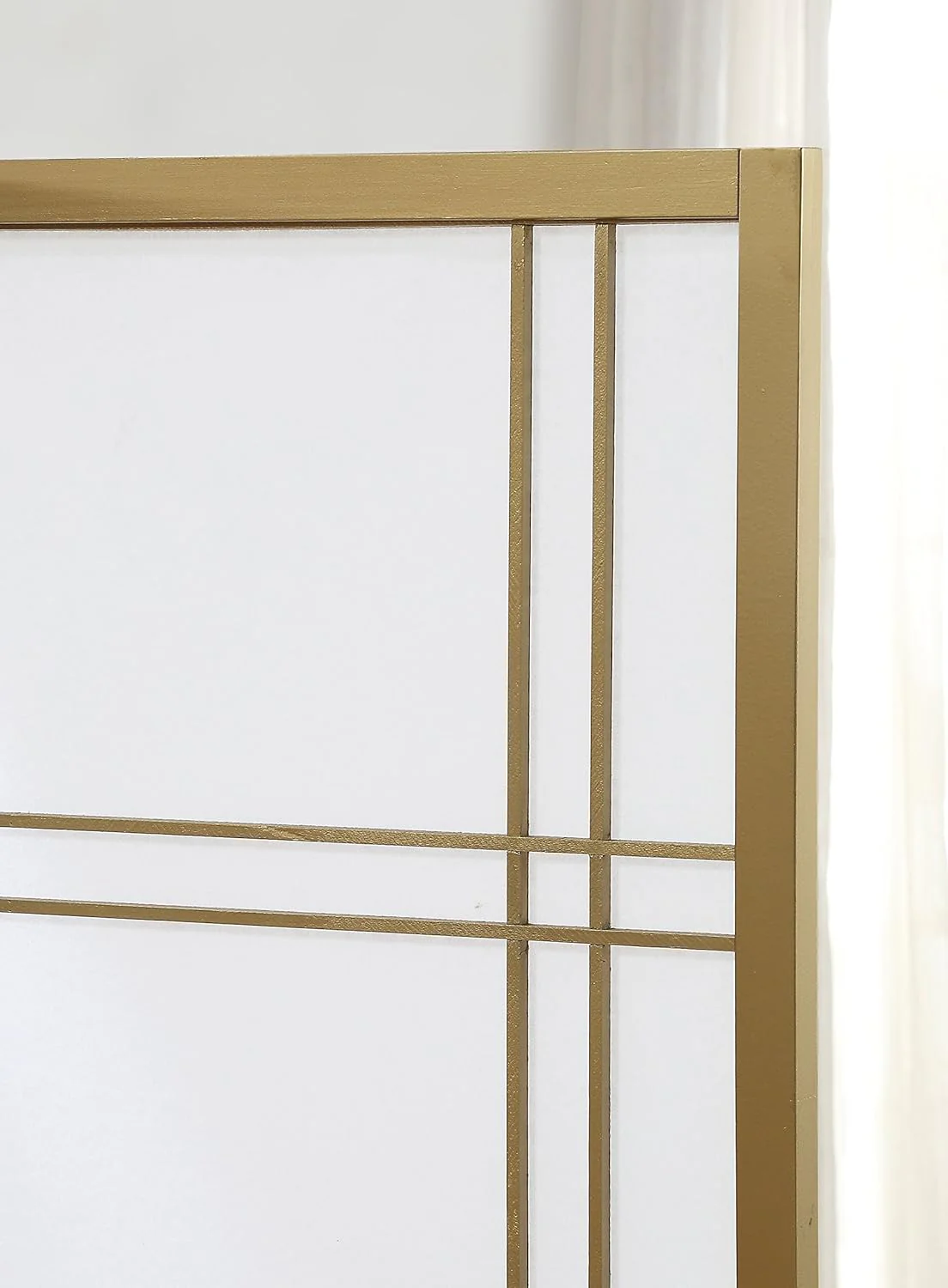 NEW - Roundhill Furniture Seto 4-Panel 4 Golden Room Divider Screen, Gold - Retail $99 - Image 2