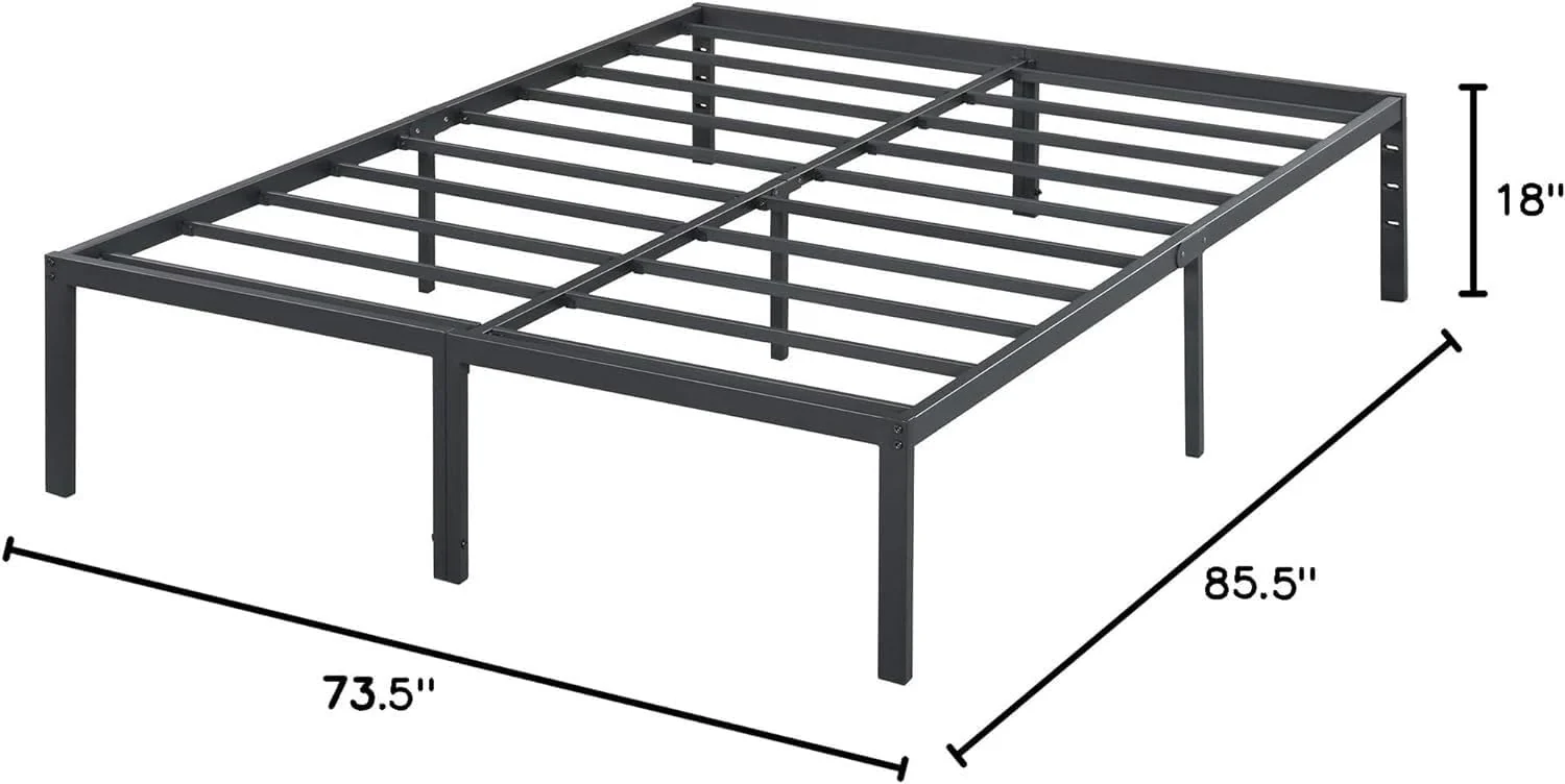 NEW - Olee Sleep CAL KING 18 Inch Heavy Duty Steel Slat Anti-Slip Support, Easy Assembly Platform Bed Frame, Noise Free Steel Mattress Foundation, Maximum Storage, No Box Spring Needed, Black, Cal King Size - Retail $67 - Image 4