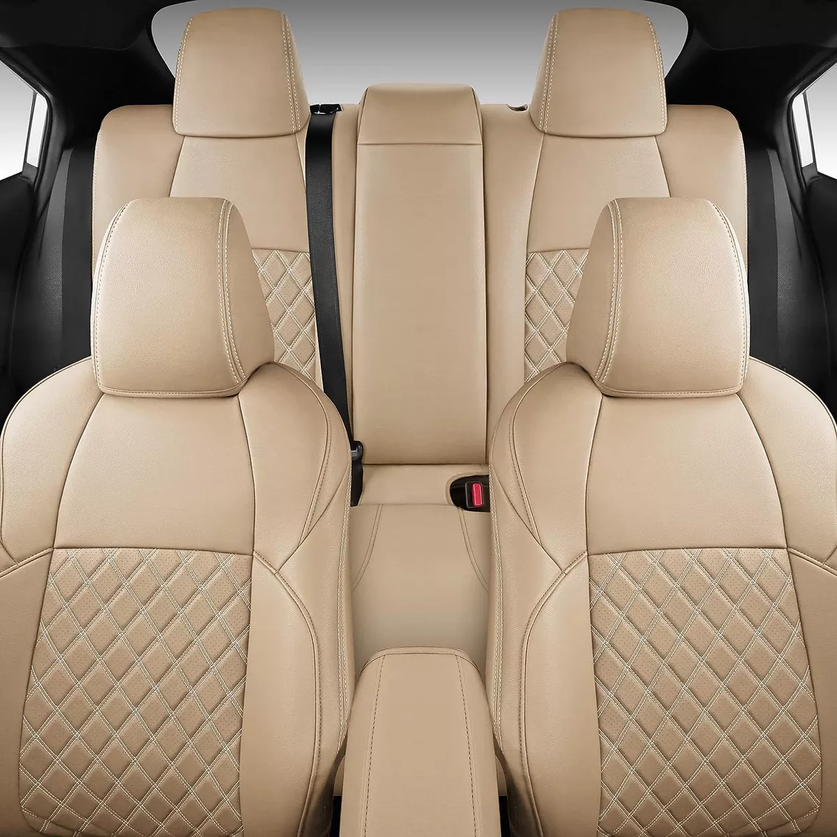 NEW - NS YOLO Full Coverage Faux Leather Custom Car Seat Covers Fit for Toyota Corolla (2020-2022 Corolla Hybrid, Beige) - Retail $229 - Image 5