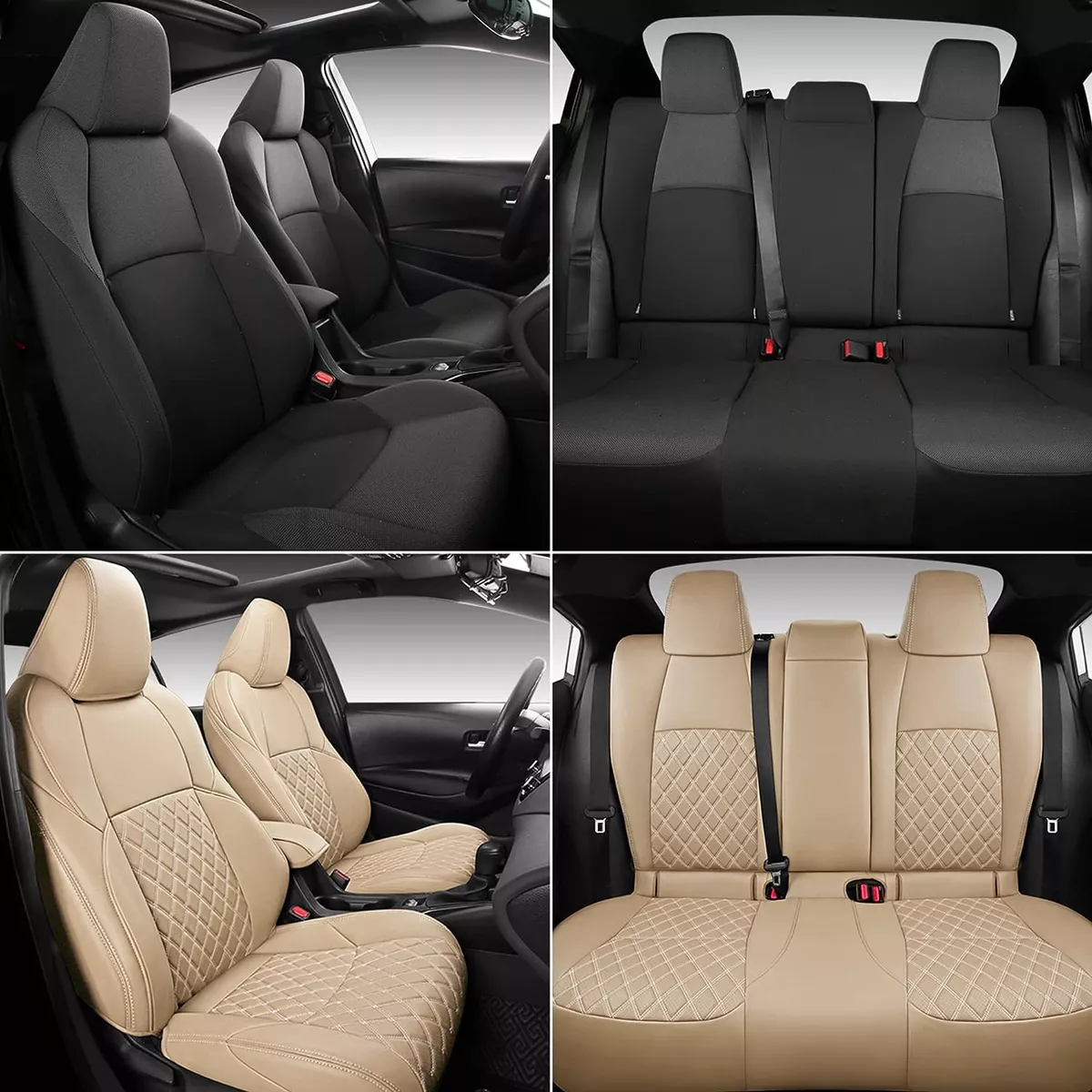 NEW - NS YOLO Full Coverage Faux Leather Custom Car Seat Covers Fit for Toyota Corolla (2020-2022 Corolla Hybrid, Beige) - Retail $229 - Image 7