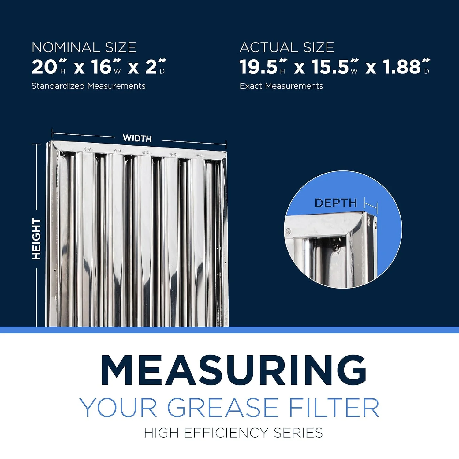 NEW - Kleen-Gard High Efficiency Commercial Kitchen Hood Filter, Range Hood Baffle Grease Filter for Restaurant Kitchen Exhaust Hoods, 20H x 16W | Actual Size: 19.5H x 15.5W x 1.88D inches | (Pack of 2) - Retail $155 - Image 2
