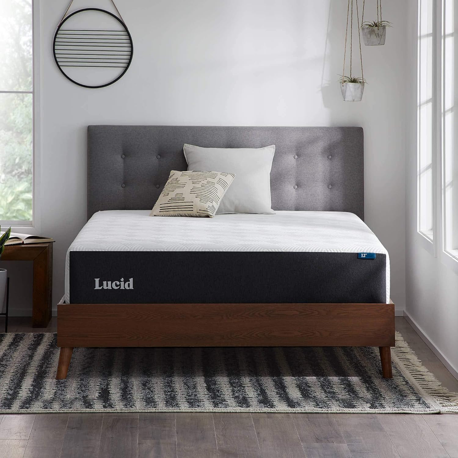 NEW - LUCID CALI KING 12 Inch Mattress – Medium Memory Foam Mattress – Bamboo Charcoal Foam – Gel Infused – Hypoallergenic Foam Mattress – Bed-in-A-Box- CertiPUR-US Certified,White - Retail $570