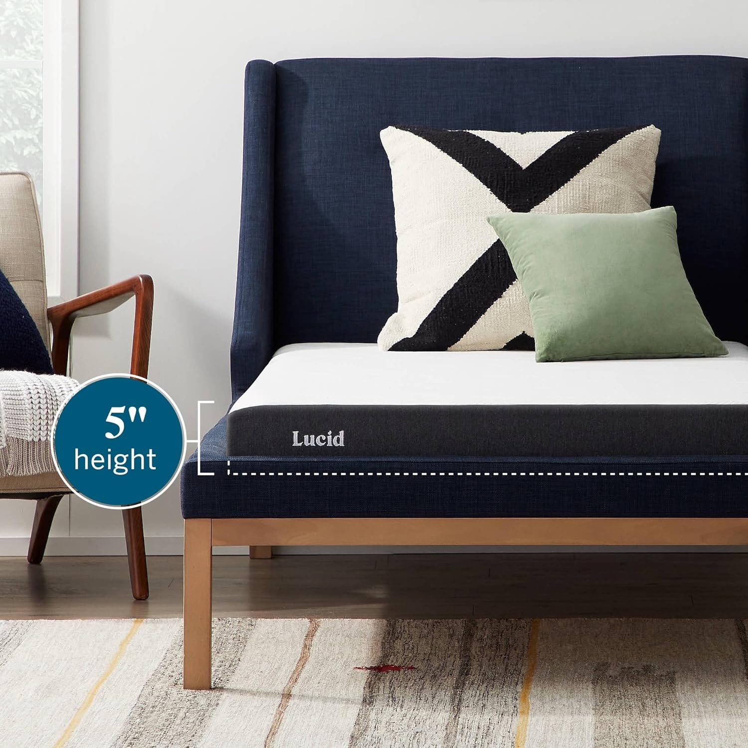 NEW - Lucid 5 Inch FULL Gel Memory Foam Mattress - Firm Feel - Gel Infusion - Memory Foam Infused with Bamboo Charcoal - Breathable Cover - Retail $152 - Image 2