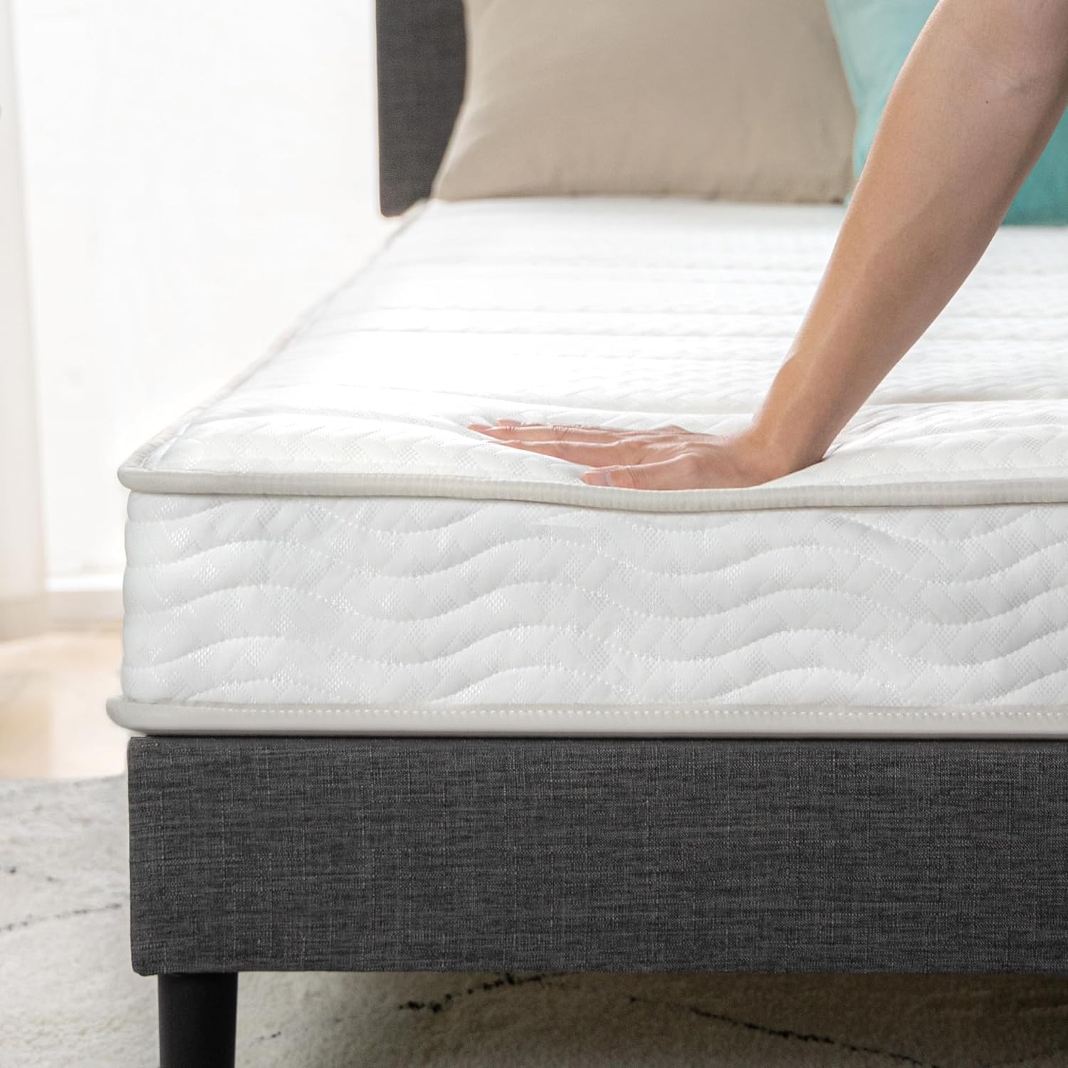 NEW - Zinus NARROW TWIN 6 Inch Foam and Spring Hybrid Mattress [New Version], Fiberglass Free, Medium Firmness, Durable Support, Certified Safe Foams & Fabric, Bed-in-A-Box- Retail $96 - Image 6