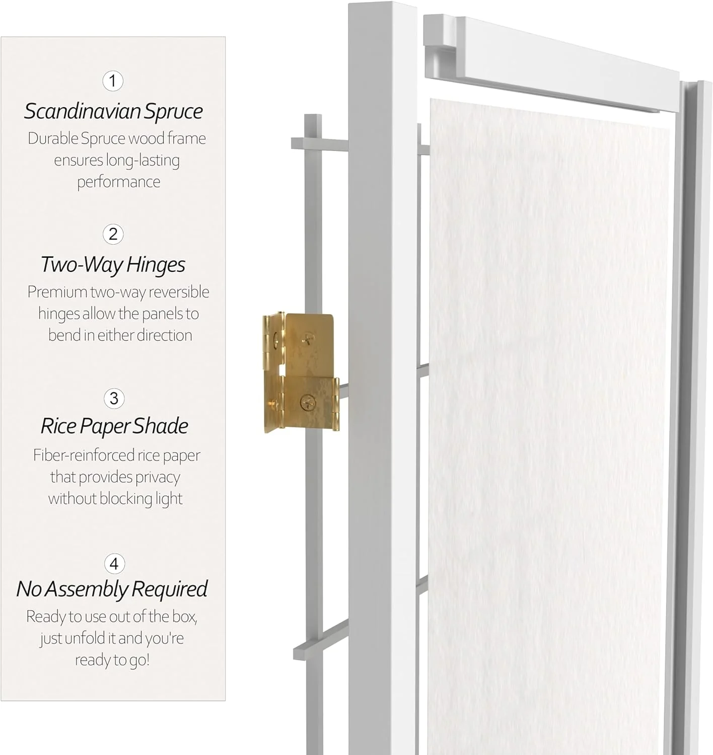 NEW W/ dmg - Oriental Furniture 6 ft. Tall Window Pane Shoji Screen - White - 3 Panels - Retail $83 - Image 5