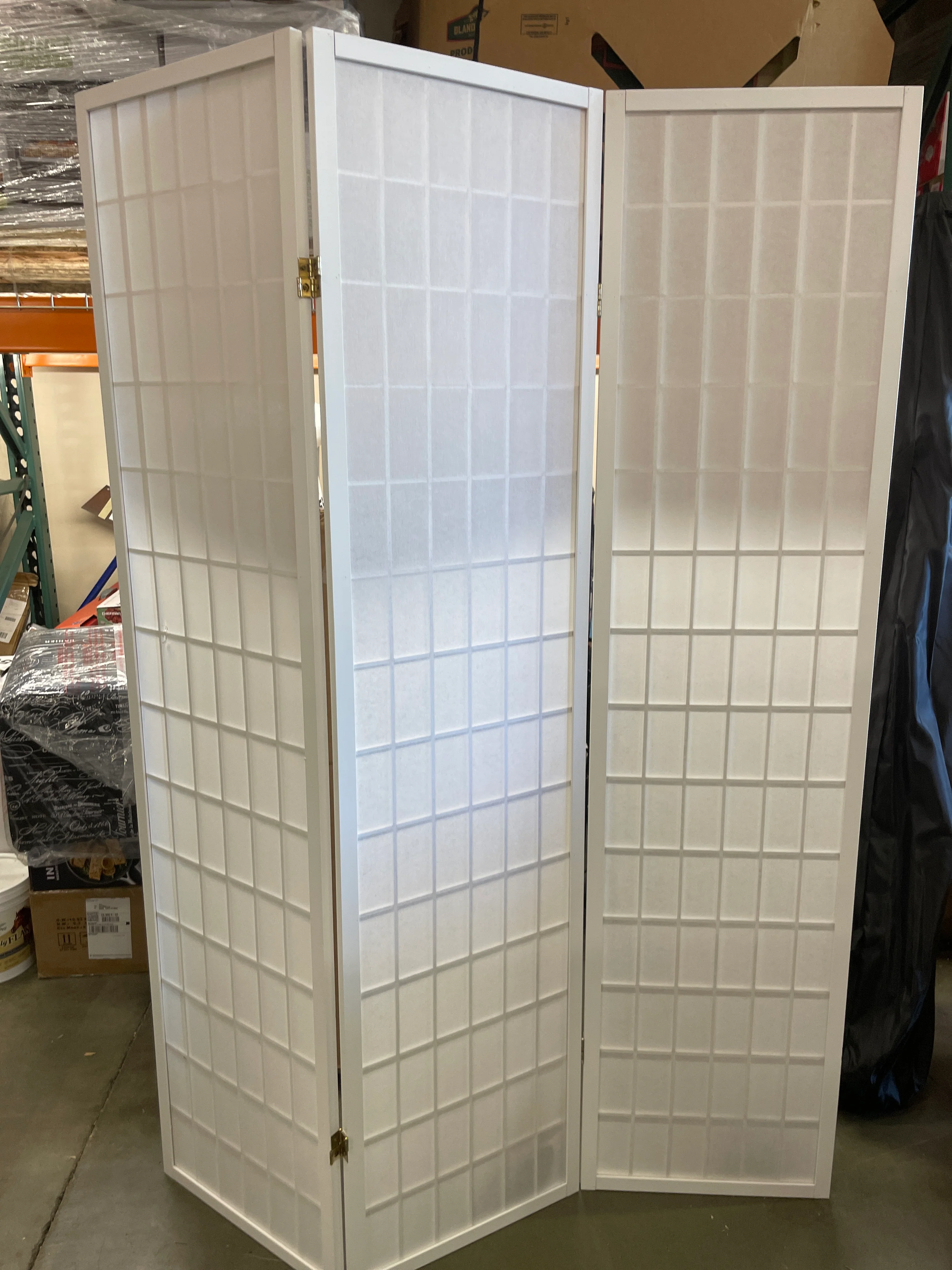 NEW W/ dmg - Oriental Furniture 6 ft. Tall Window Pane Shoji Screen - White - 3 Panels - Retail $83 - Image 7