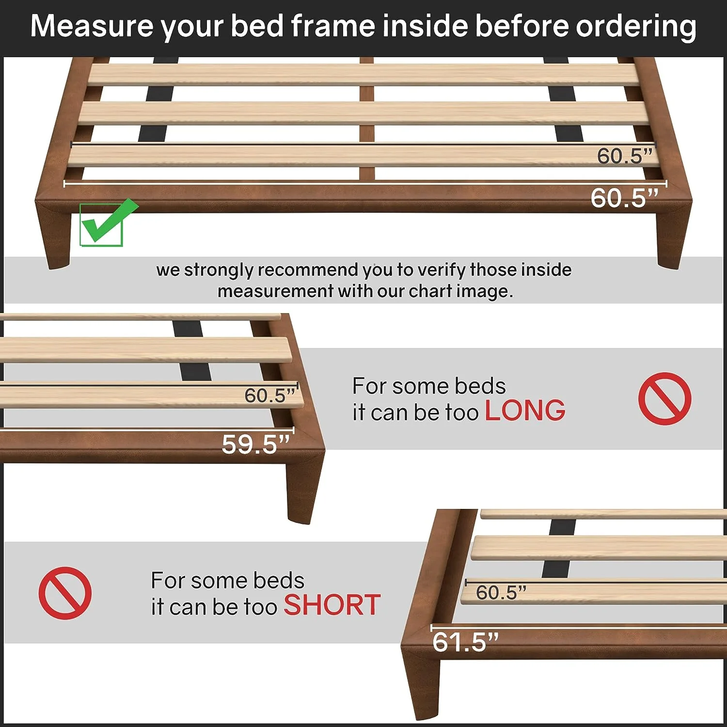 NEW - Mayton, Queen 0.68-Inch Heavy Duty Horizontal Mattress Support Wooden Bunkie Board/Bed Slats, Queen, Beige - Retail $71 - Image 4