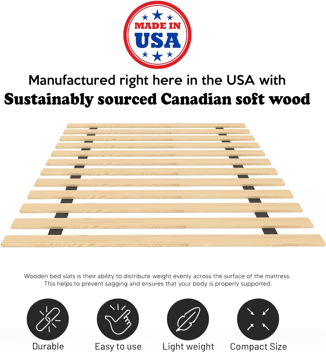 NEW - Mayton, Queen 0.68-Inch Heavy Duty Horizontal Mattress Support Wooden Bunkie Board/Bed Slats, Queen, Beige - Retail $71 - Image 5