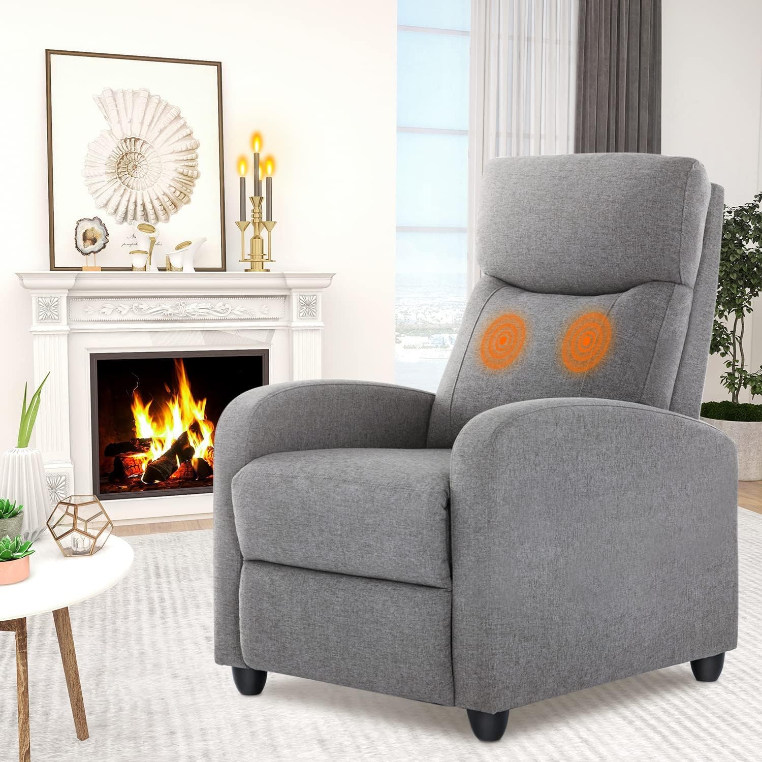 NEW - Sweetcrispy Recliner Chair for Adults, Massage Fabric Small Recliner Home Theater Seating with Lumbar Support, Adjustable Modern Reclining Chair with Padded Seat Backrest for Living Room (Deep Grey) - Retail $107 - Image 2