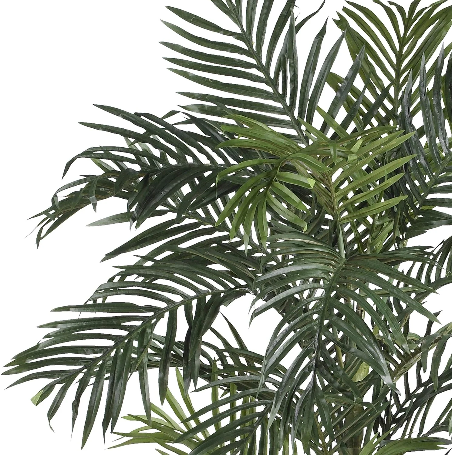 NEW - Nearly Natural 6.5FT Artificial Golden Cane Palm Tree, Fake Palm Tree with Three Realistic Trunks and 333 Lifelike Palm Leaves, Faux Palm Plant for Indoor Home Decor with Black Nursery Planter - Retail $89 - Image 2