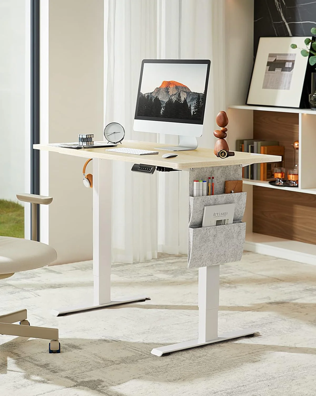 NEW - Marsail Standing Desk Adjustable Height, Electric Standing Desk, Stand up Desk with Storage Bag,Headphone Hook for Computer Workstations Desk Memory Preset - Retail $179 - Image 2